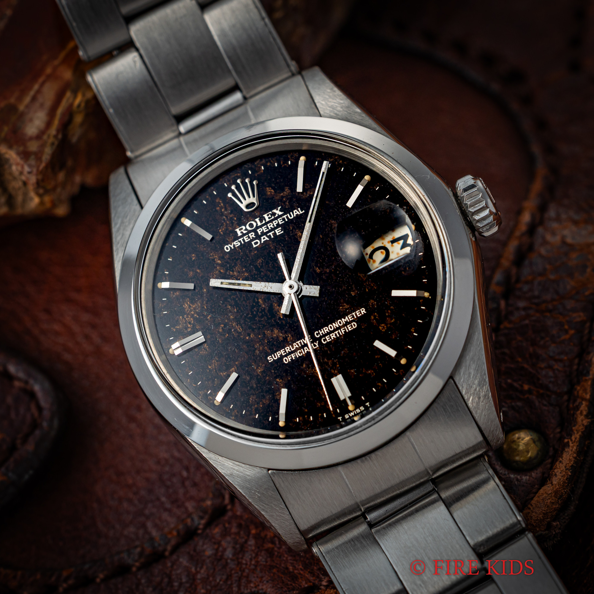 ロレックス オイスターパーペチュアルデイト ギルトダイヤル 1970年製（昭和45年製）ブラウンチェンジ Ref.1500 純正リベットブレス