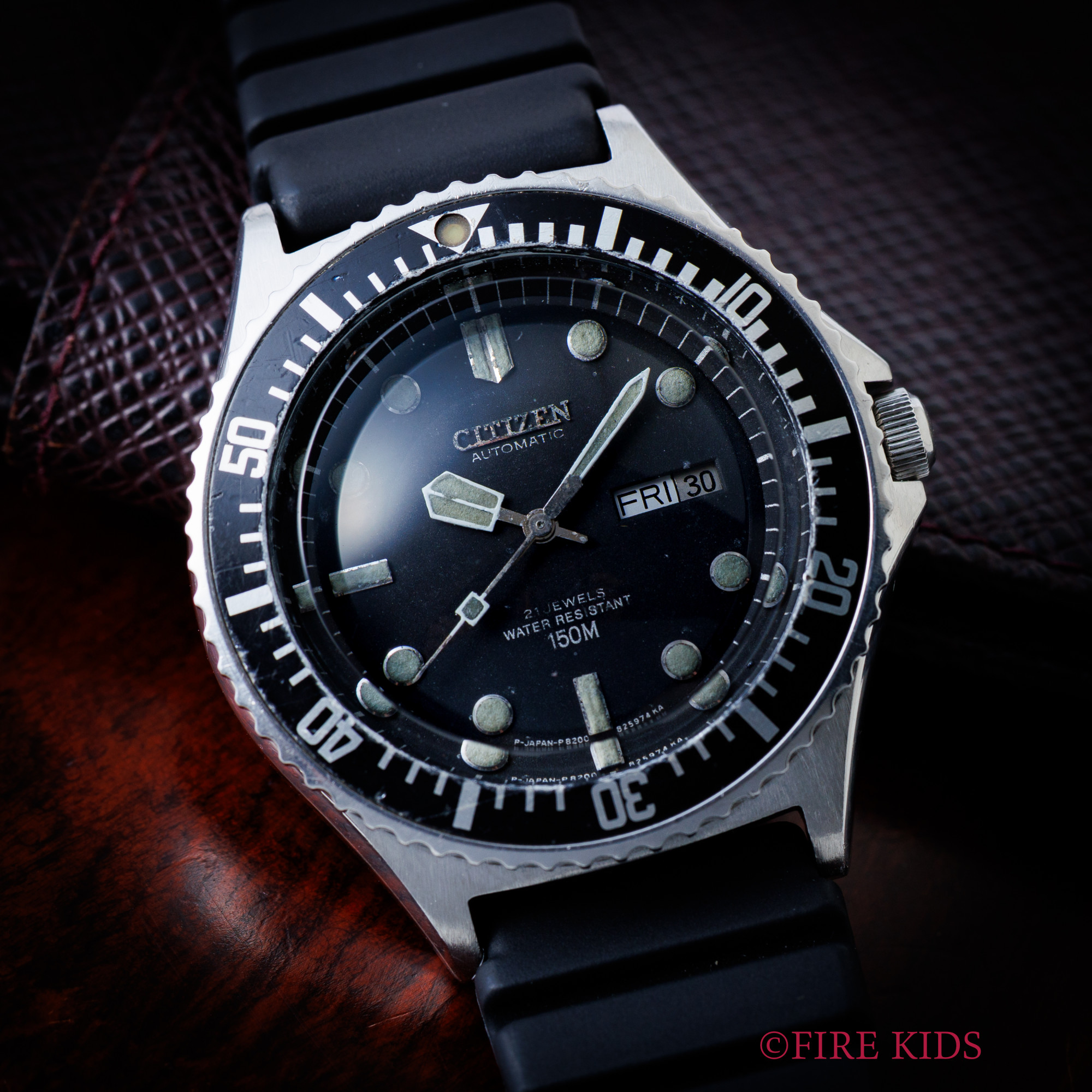 シチズン 150mダイバー 1974年製 自動巻き ねじ込みリューズ 逆回転防止ベゼル