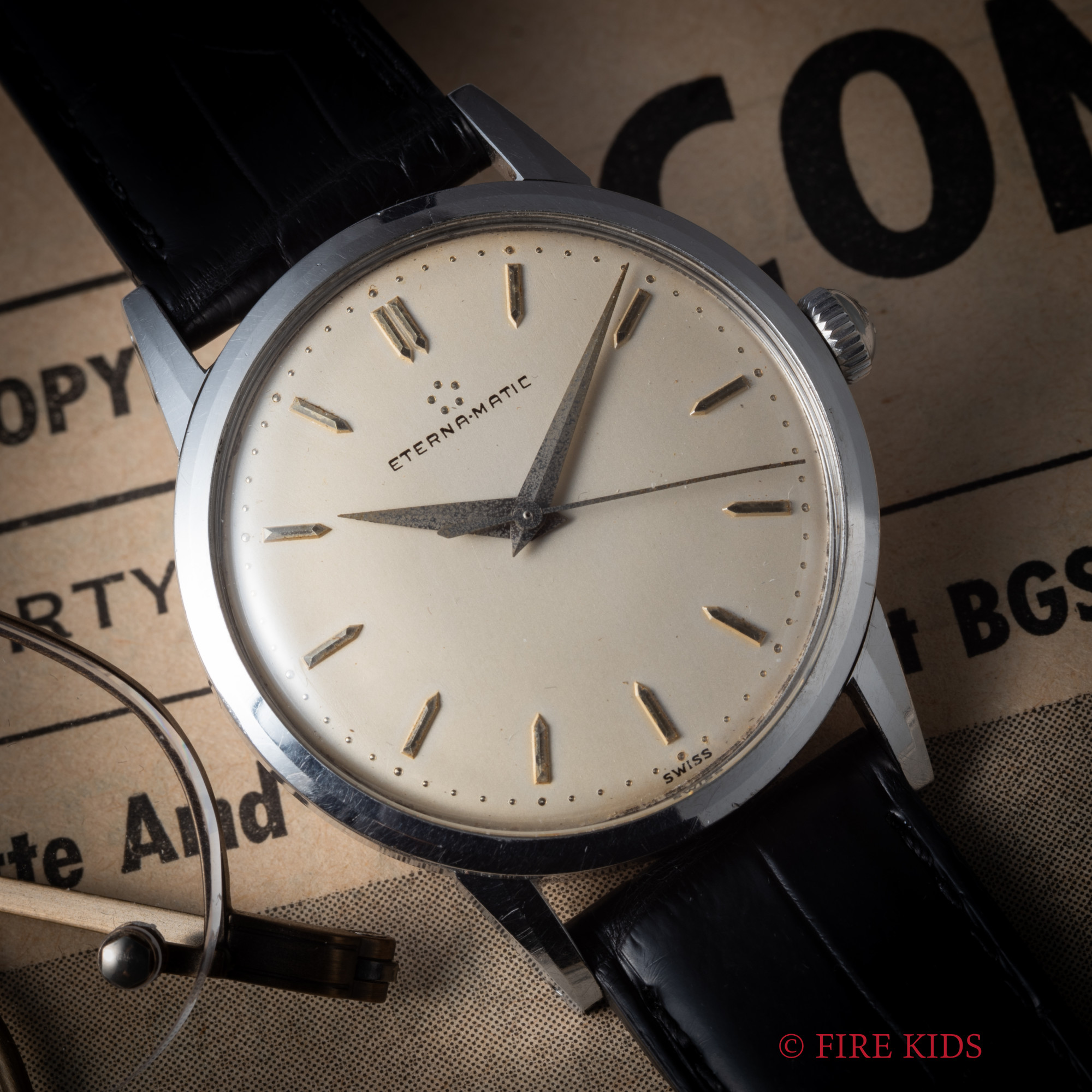 エテルナ マチック 1960年代製 自動巻き ノンデイト スクリューバックケース アイボリー