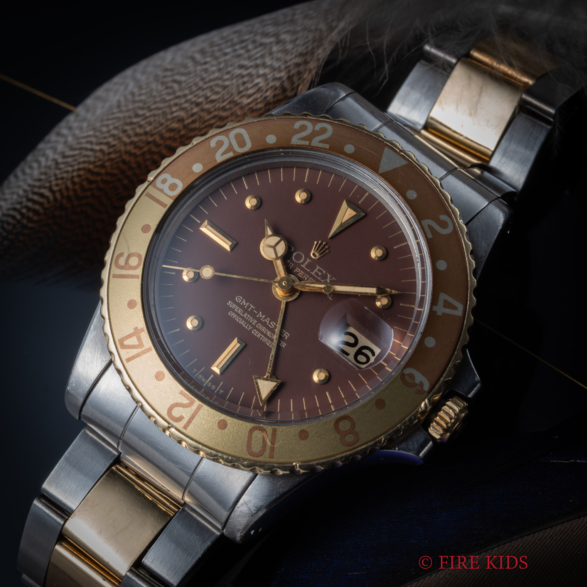 ロレックス GMTマスター Ref.1675/3 ブラウンニップル 茶ツボ センタースプリットダイヤル 1972年製 ロレックス3連コンビ巻きブレス