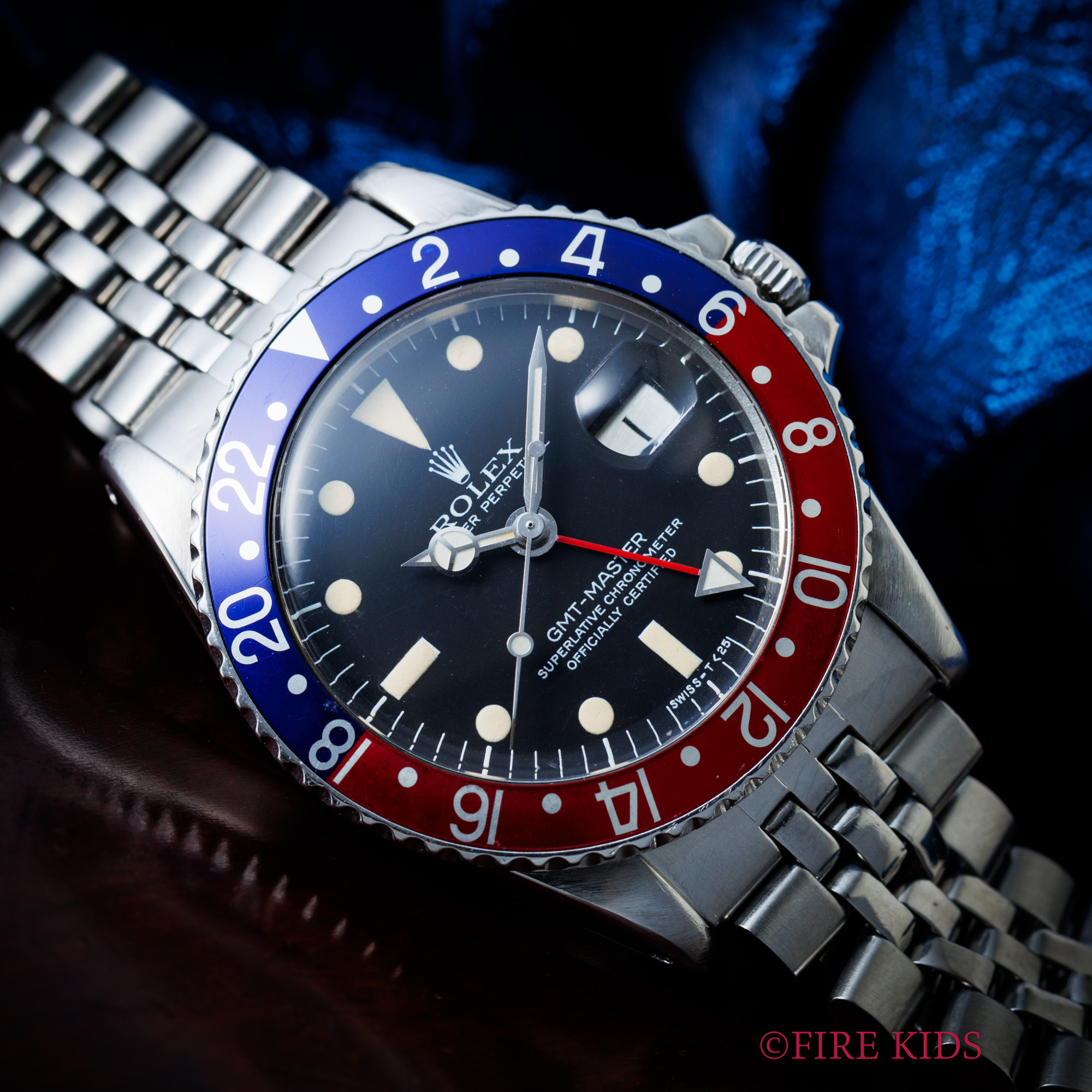 ロレックス GMTマスター Ref.1675 ペプシ 1977年製 純正USジュビリーブレス バックル刻印有 パイロットウォッチ