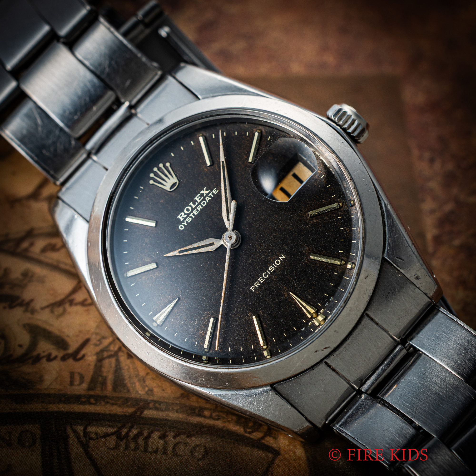 ロレックス　オイスターデイト　1964年製　手巻き　Ref.6694　ブラックギルトダイヤル