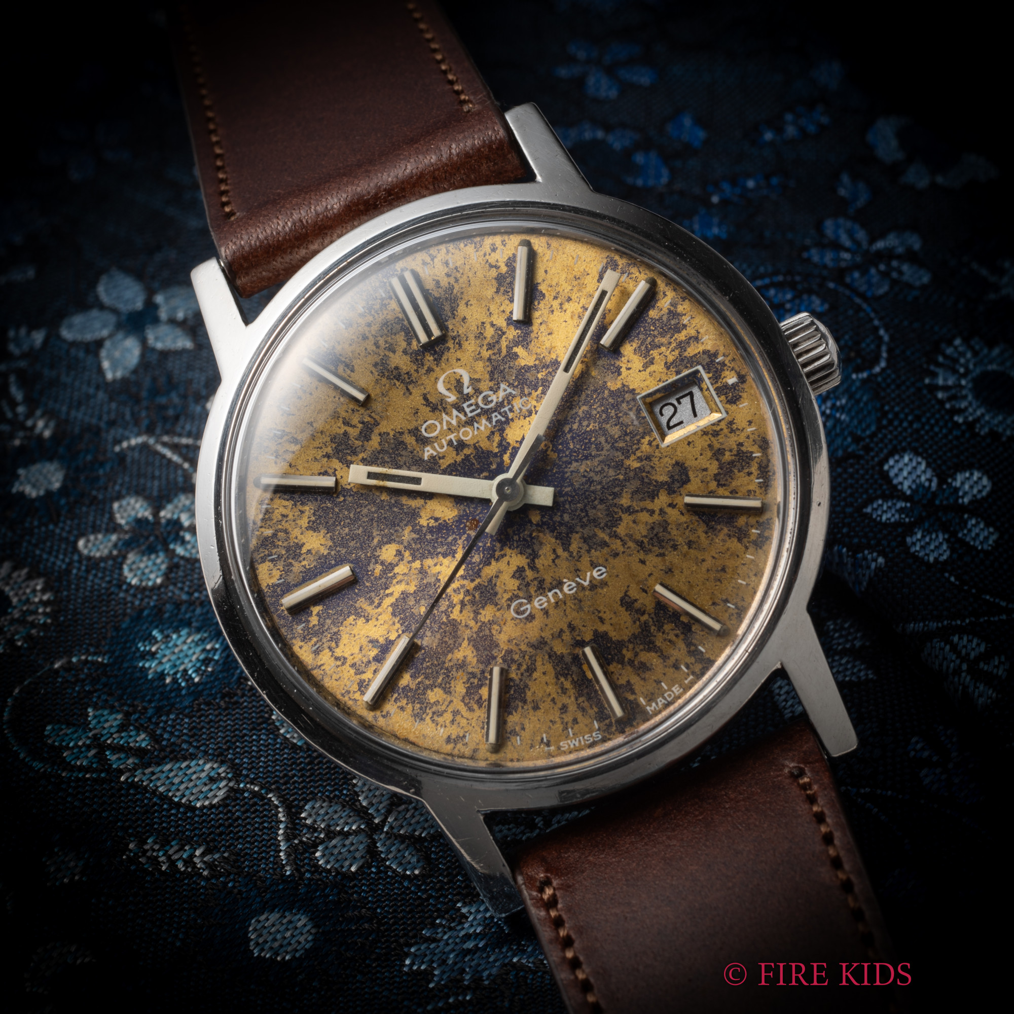 オメガ ジュネーブ パティーナダイヤル 1973年製 Ref.166.013 ハイビート自動巻 Cal.1012 マーブルダイヤル