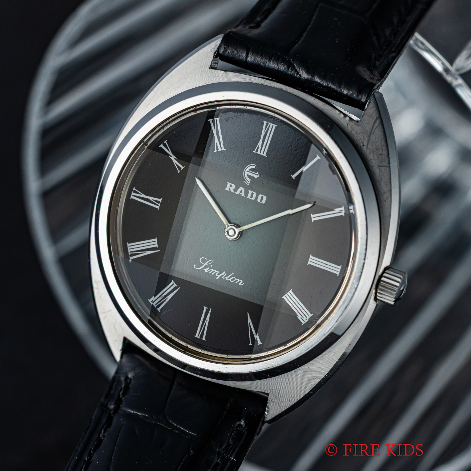 ラドー シンプロン 1970年代製 グリーングラデーション カットガラス 手巻き Cラインケース