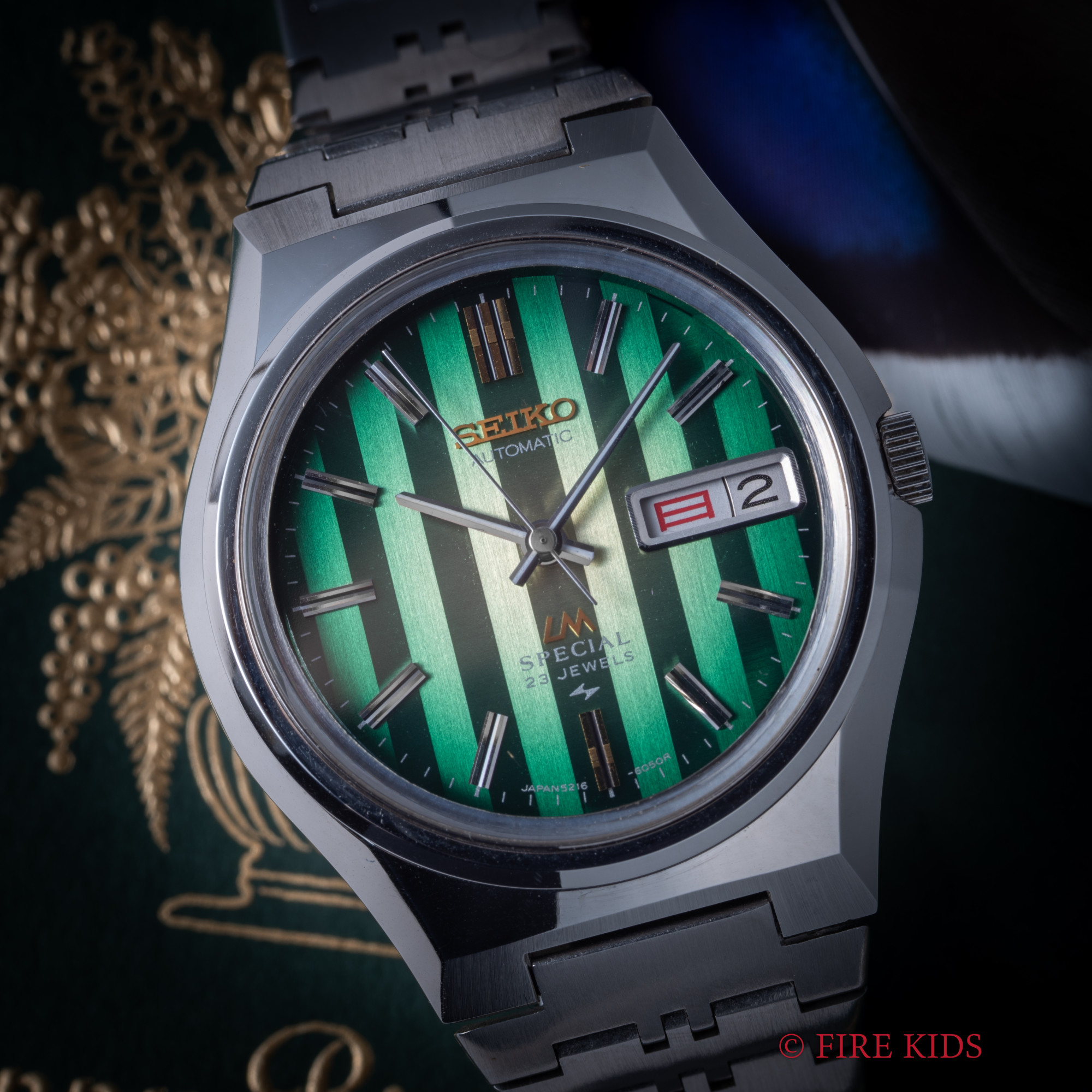 セイコー　ロードマチックスペシャル　未使用美品　1973年製　自動巻き　グリーンストライプ文字盤　デイデイト