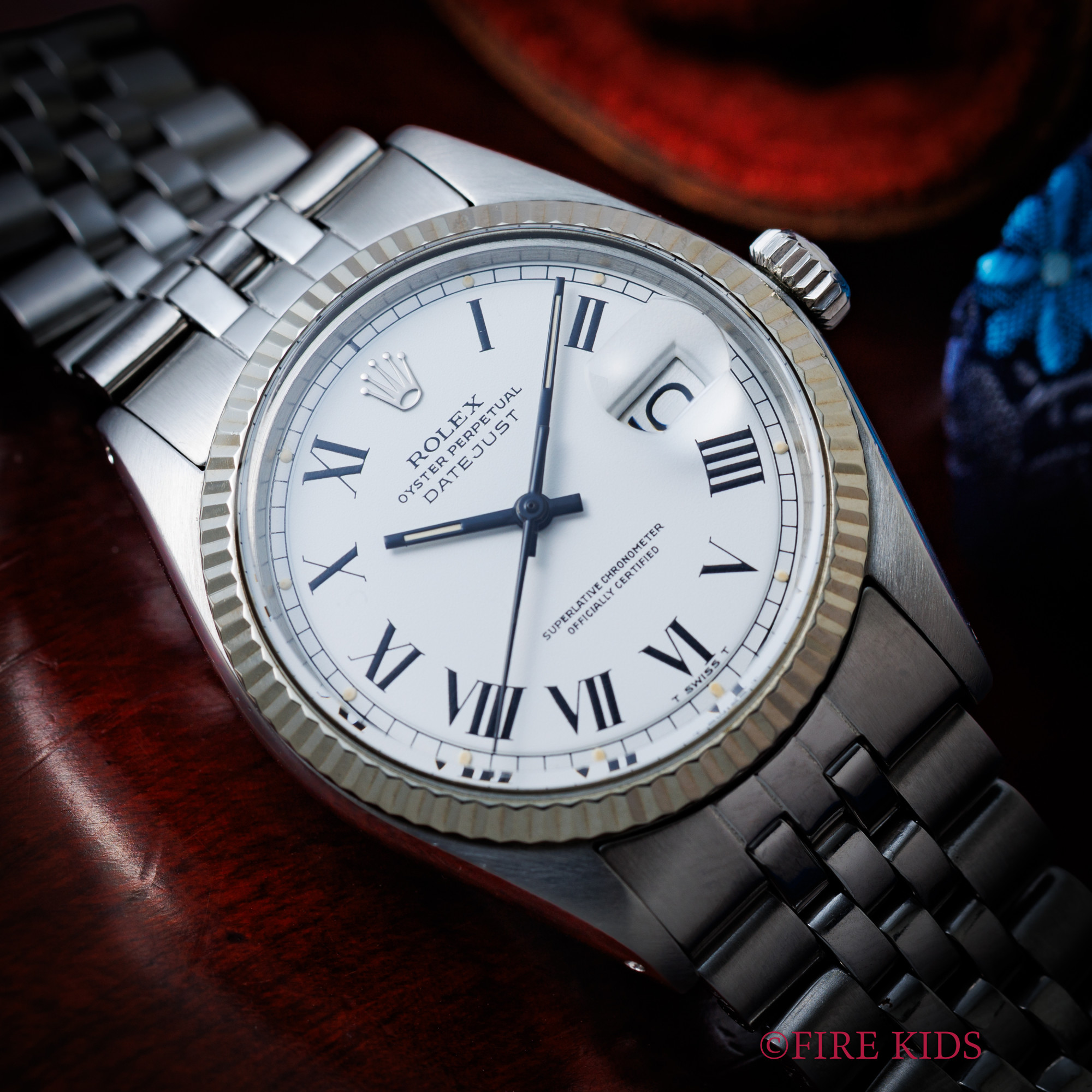 ロレックス　デイトジャスト　バックリーダイヤル 1973年製 Ref.1601　自動巻き　白文字盤　ステンレス/WGベゼル