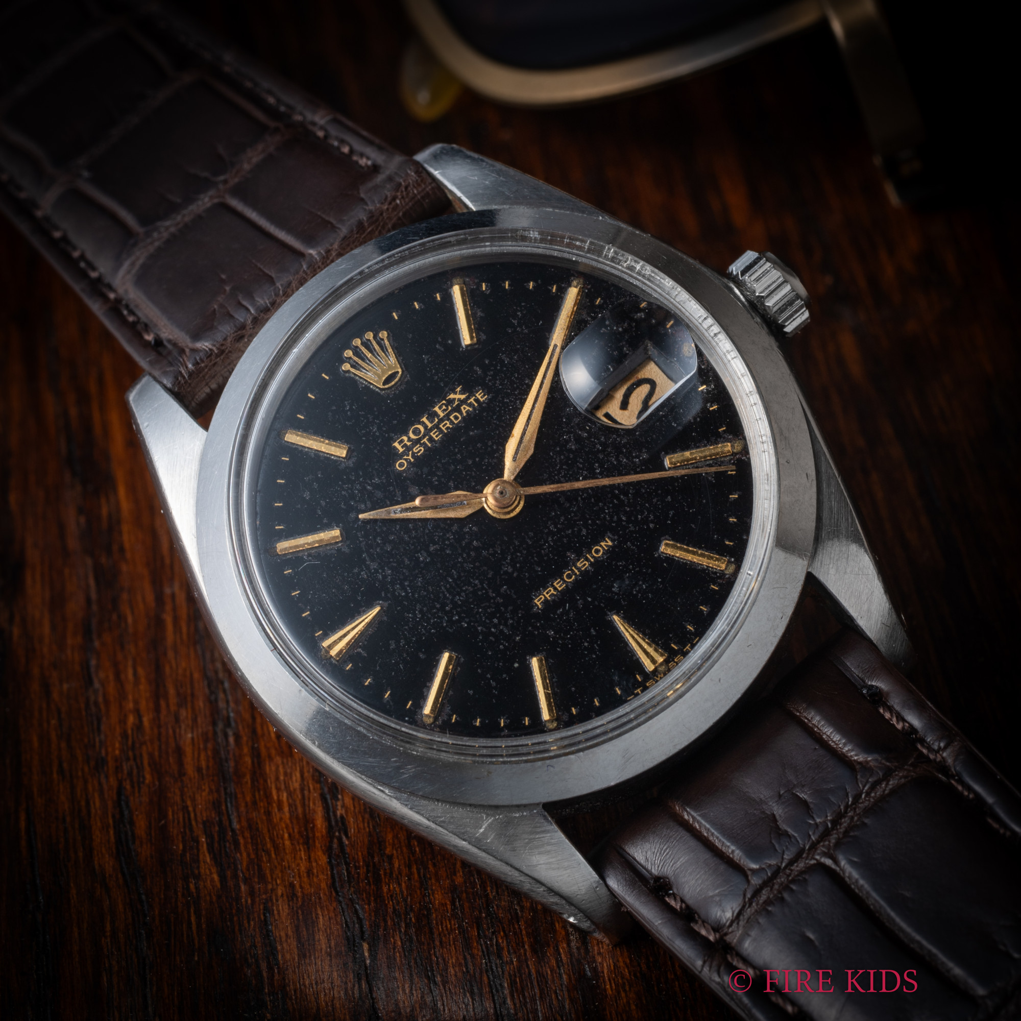 ロレックス オイスターデイト 1963年製 Ref.6694 ブラックミラー アルファハンド