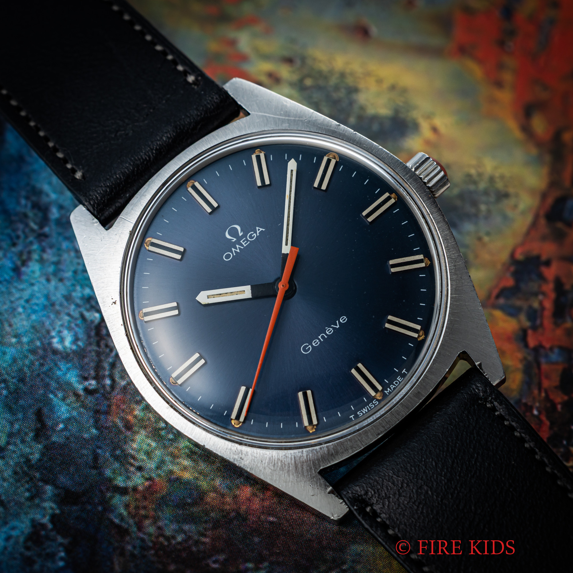 オメガ ジュネーブ 1969年製 Cal.601 手巻き Ref.135.041 ブルーダイヤル