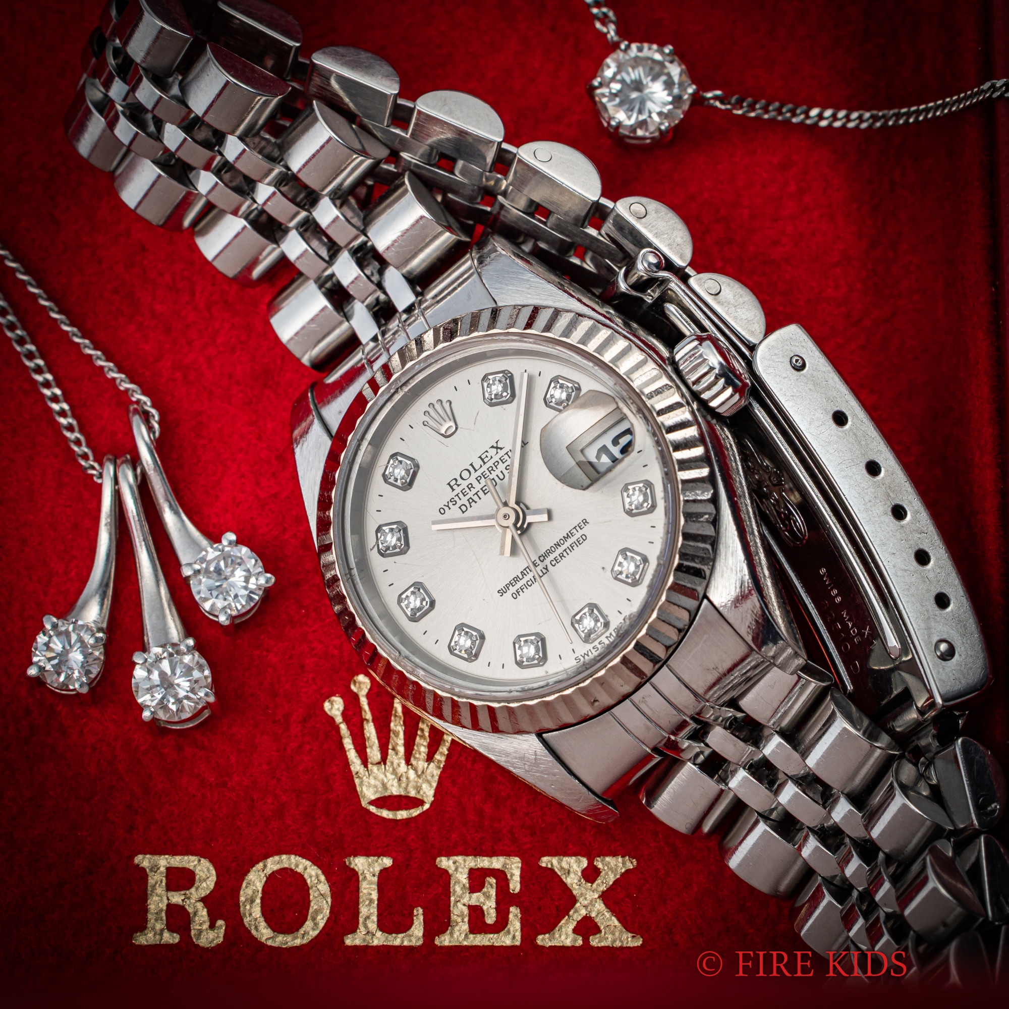 ロレックス レディースデイトジャスト 1997年製 シルバーダイヤル10Pダイヤ Ref.69174G 箱ギャラ