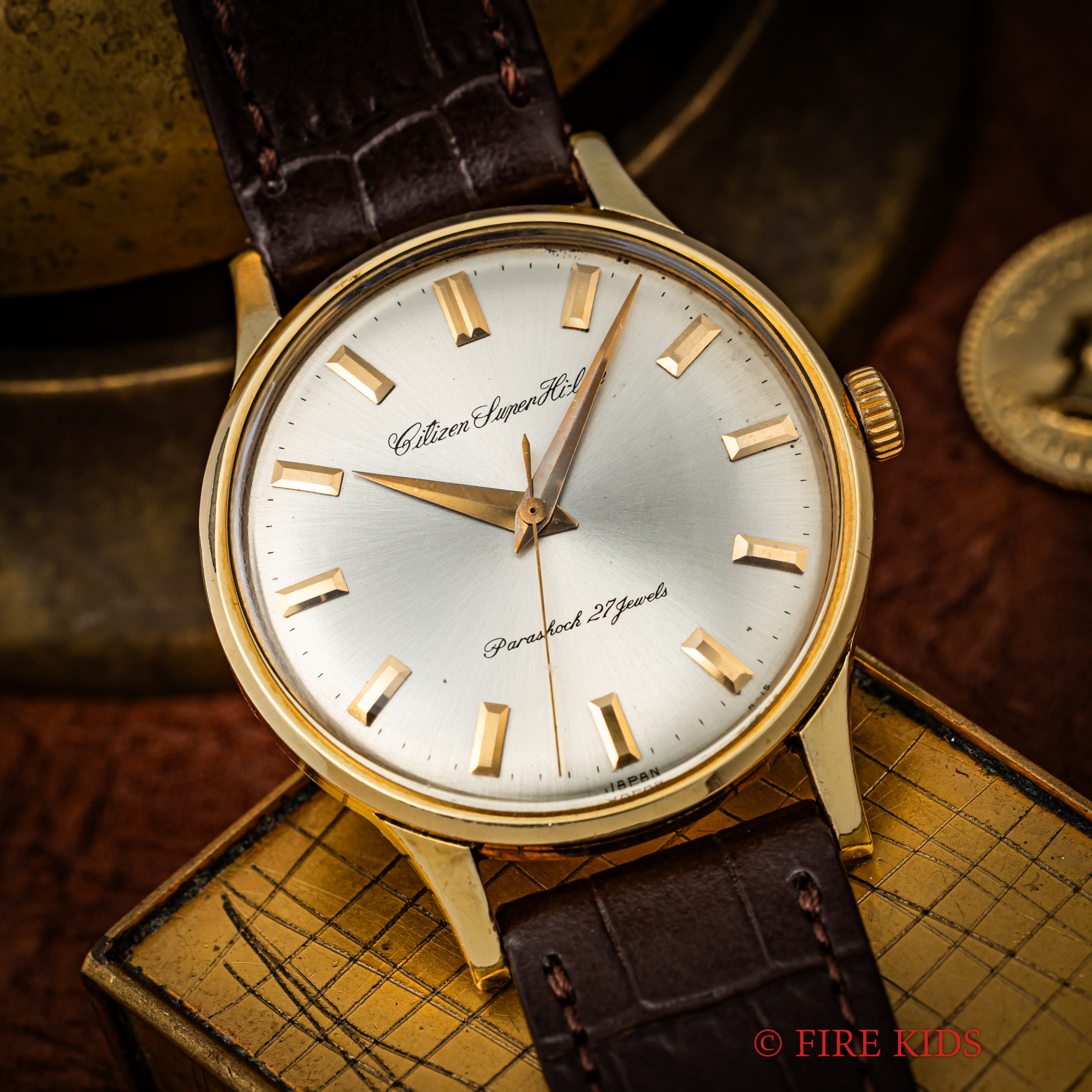 シチズン スーパーハイライン 1963年製 80ミクロン14金張り 手巻き ドーフィンハンド