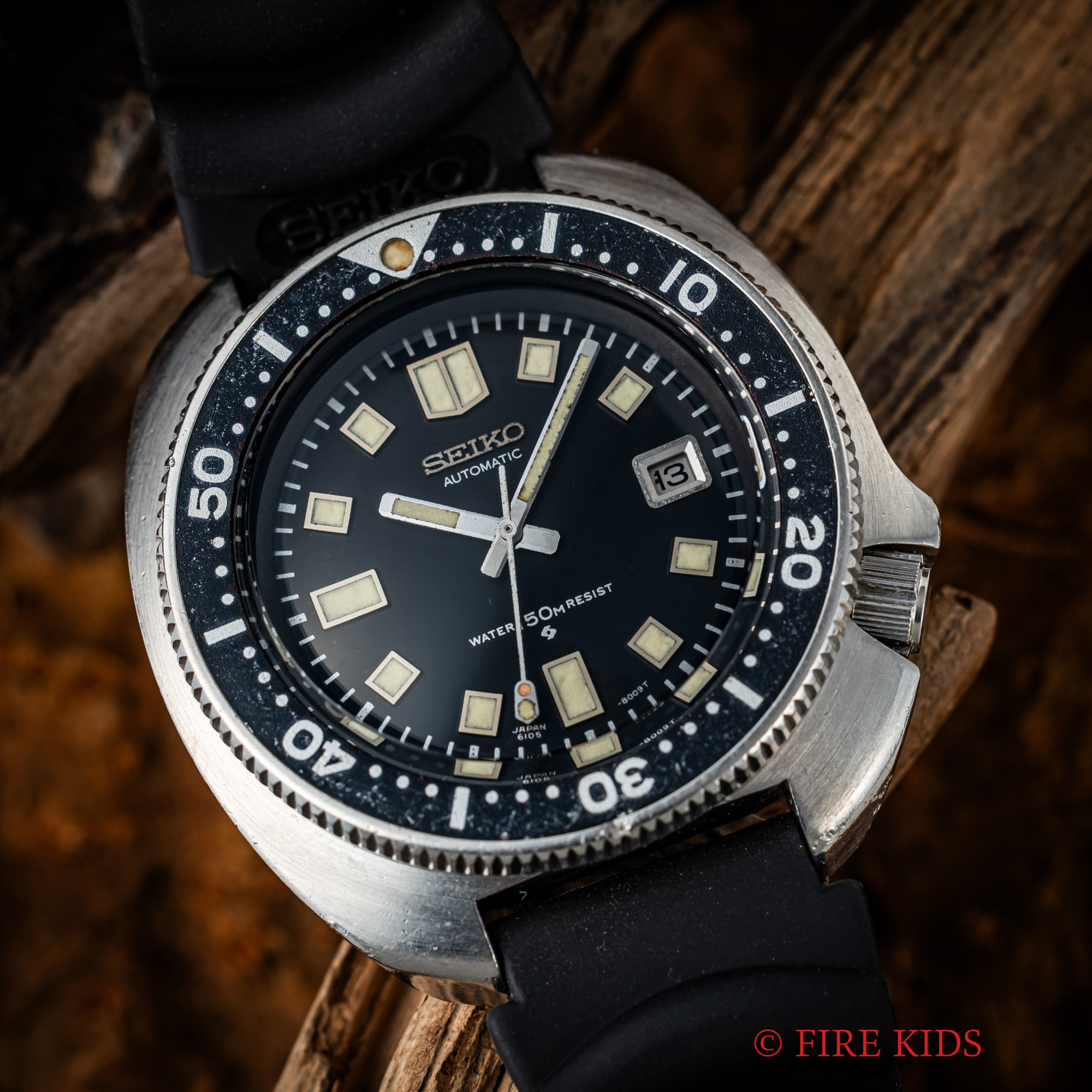 セイコー 150mダイバー 2nd後期 ウエムラダイバー 1972年製 ダイバーズウォッチ 純正ラバーベルト、尾錠付き