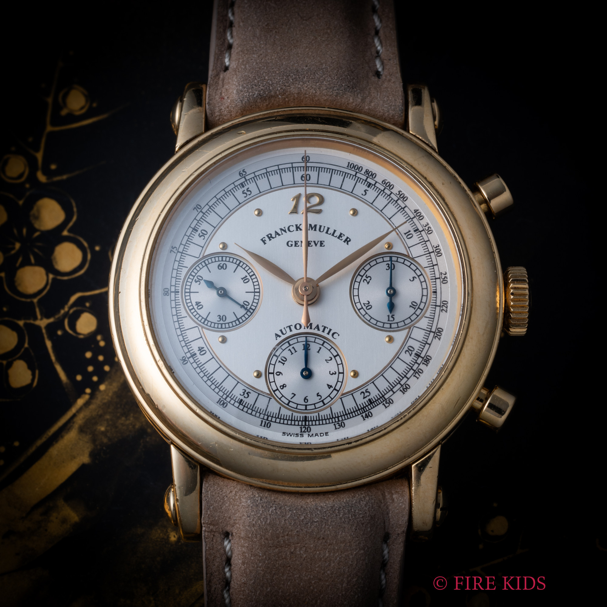 フランク ミュラー 18金無垢3レジスタークロノ 1998年ギャラ Ref.7000CC 自動巻クロノグラフ 純正金無垢尾錠