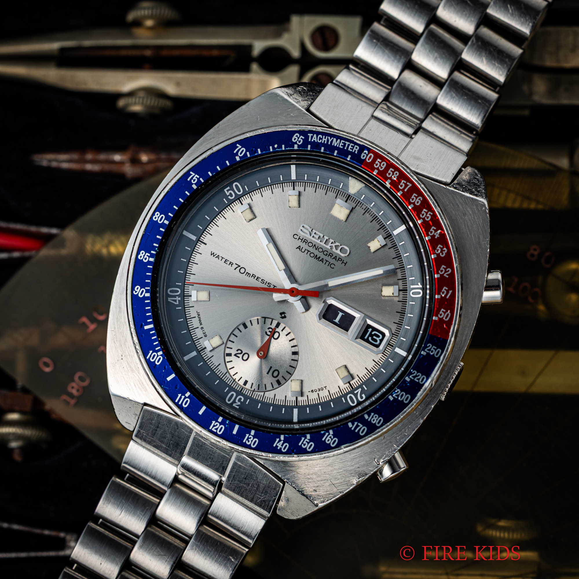 セイコー 1971年製 ポーグシルバーダイヤル Ref.6139-6002 自動巻クロノグラフ 純正ブレス