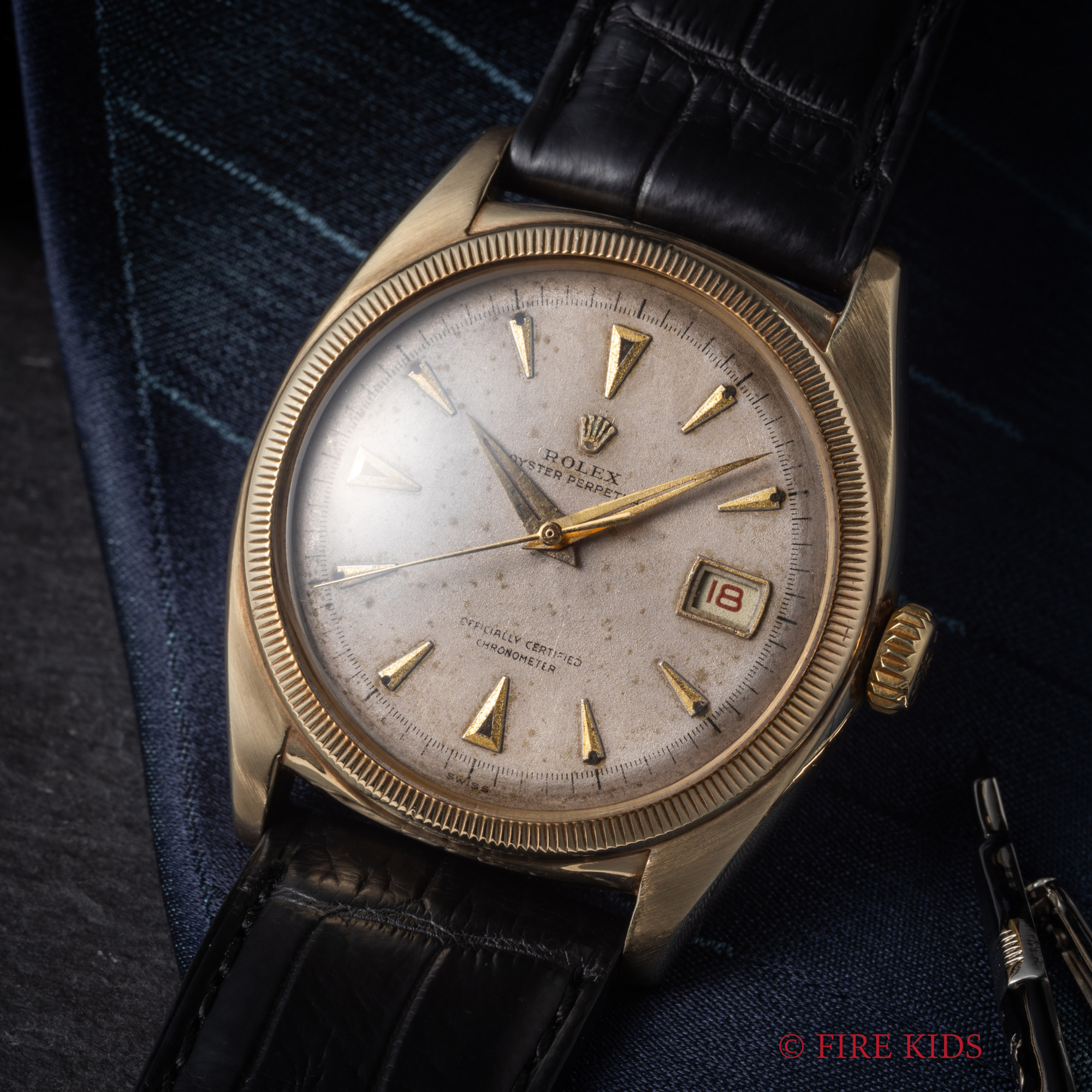 ロレックス 10金無垢ビッグバブルバック 1952年製 赤カレンダー スーパーオイスターリューズ 自動巻 Cal.296 純正GP尾錠