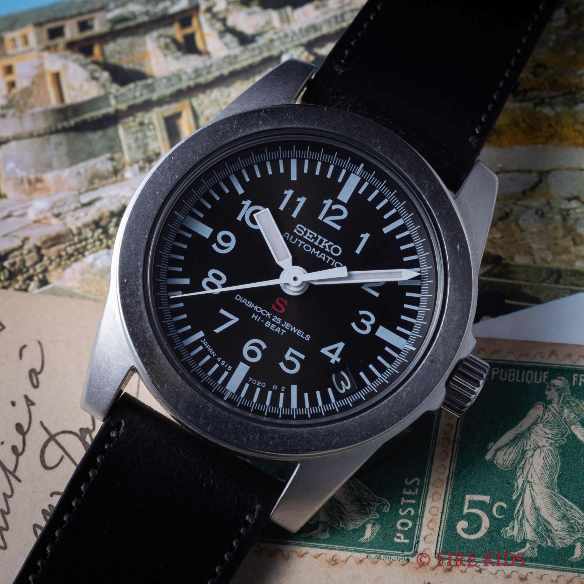 セイコー 赤SUS 1996年製 Ref.4S15-7020 自動巻 黒文字盤 裏スケ