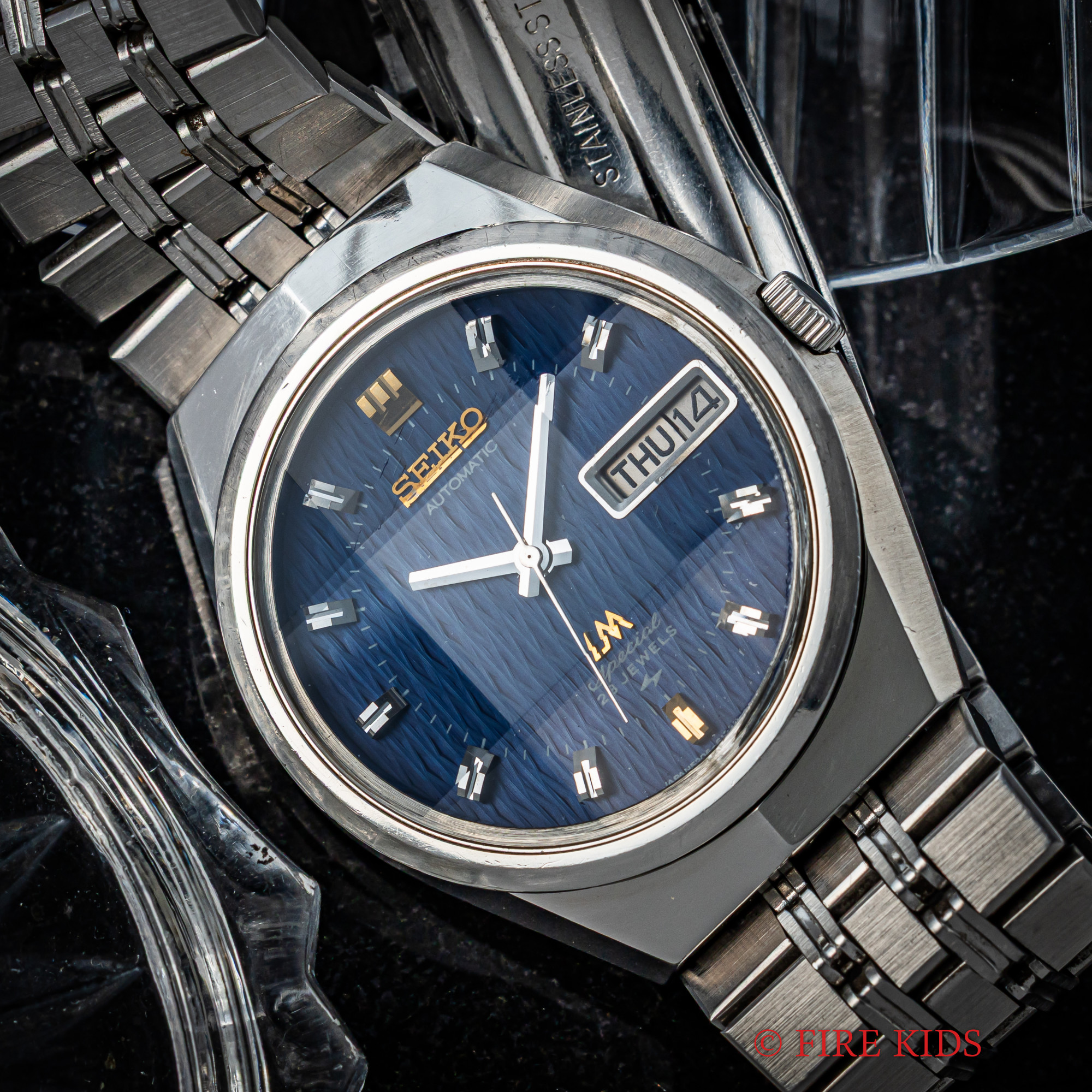 セイコー ロードマチックスペシャル ブルーダイヤル 変わり文字盤 デイデイト 漢字曜日 純正ブレス