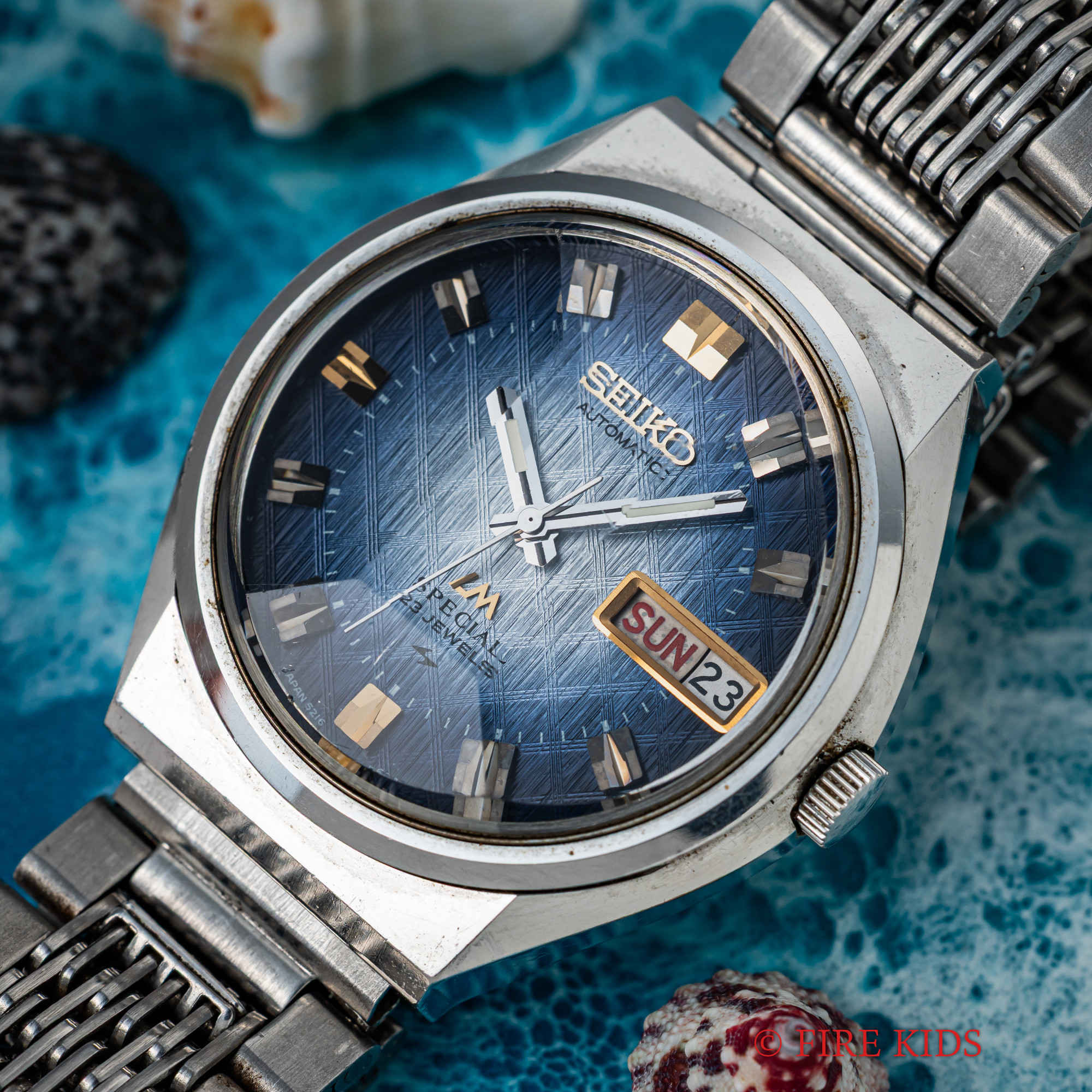 セイコー ロードマチック スペシャル 1973年製 ブルーグラデーションダイヤル カットガラス 自動巻 純正ステンレスブレス