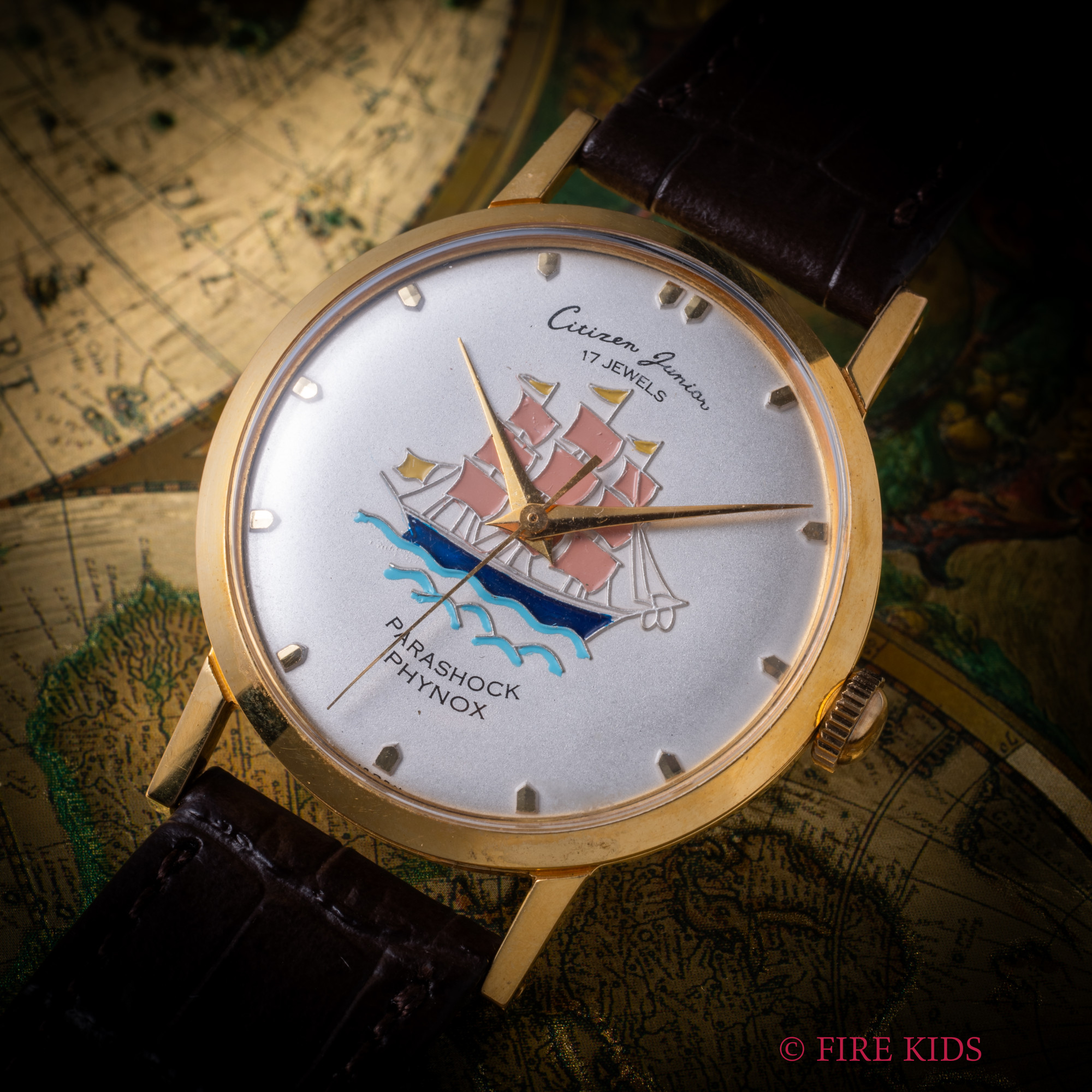 シチズン ジュニア 1957年製 手巻き 帆船柄ダイヤル　
