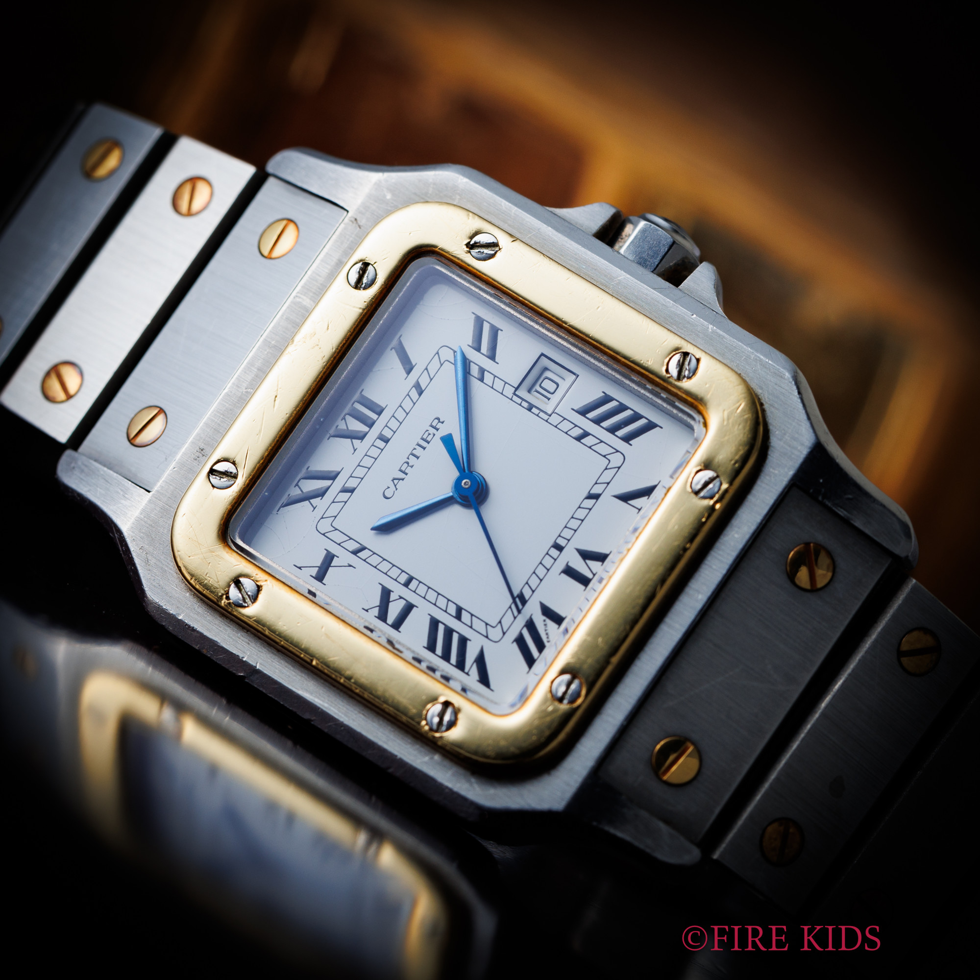 カルティエ サントスLM コンビ ホワイトローマン 自動巻き 純正コンビブレス 1980年代製