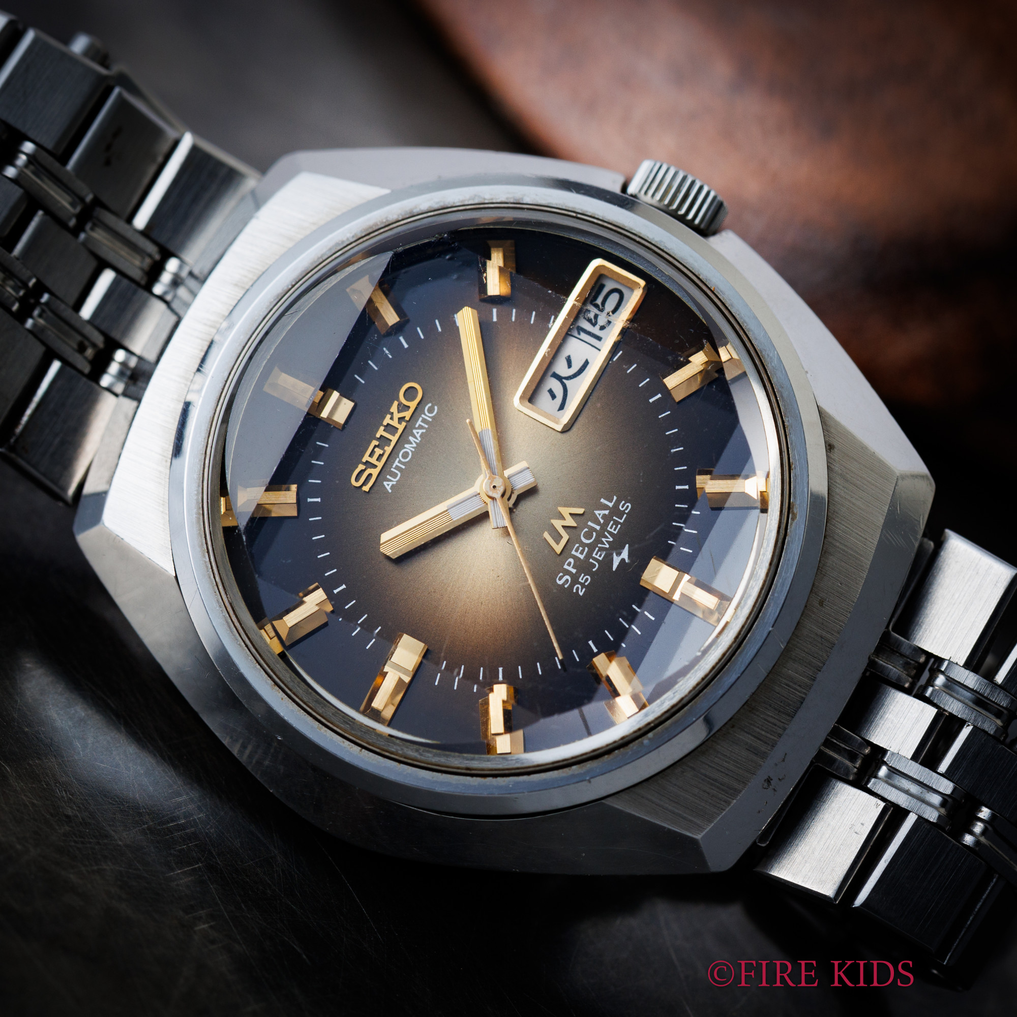 セイコー ロードマチック 1974年製 Ref.5216-6020 自動巻 LMカットガラス ブラウングラデーションダイヤル 純正ブレス