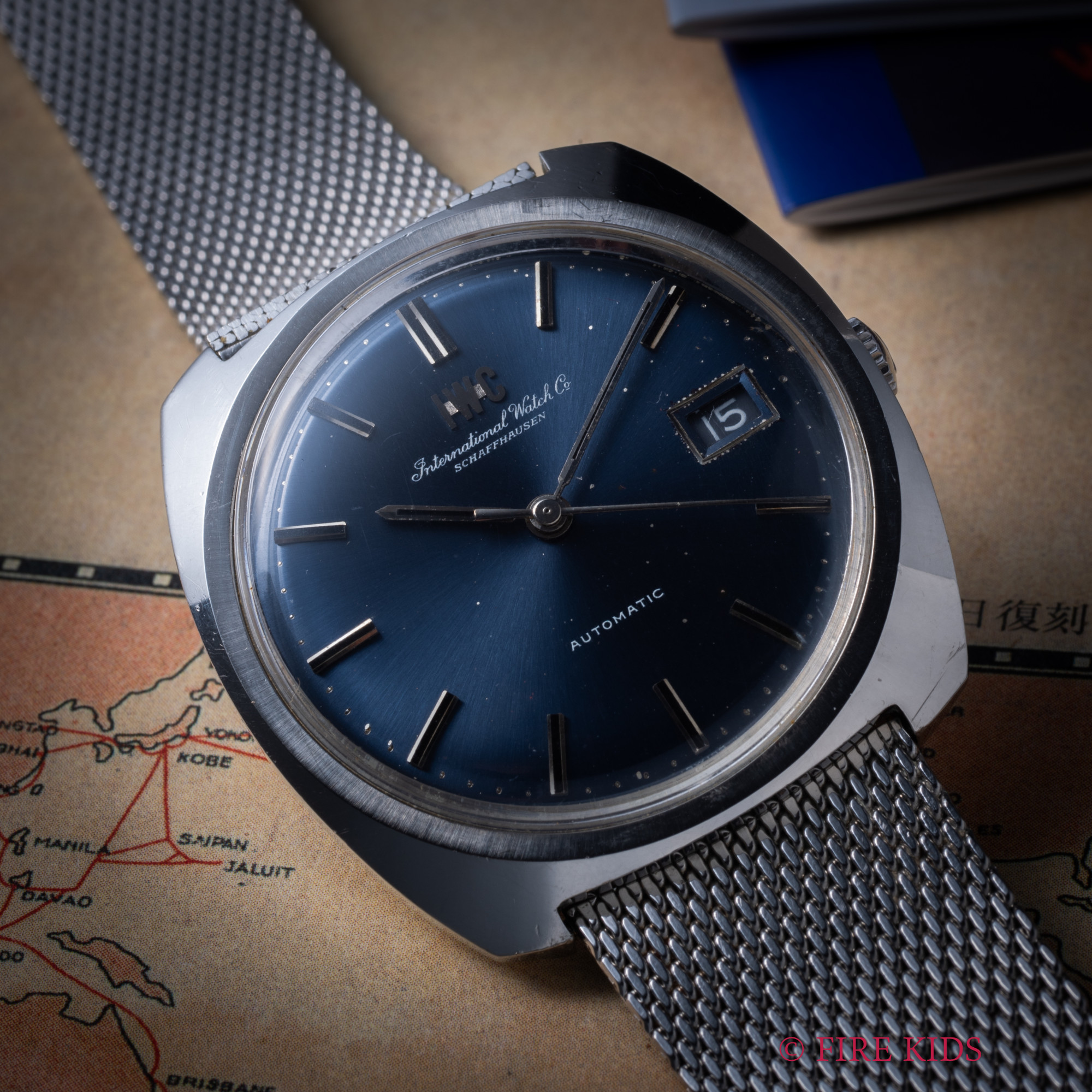 IWC ブルーダイヤル 1971年製 ペラトン式自動巻 Cal.8541B 純正メッシュブレス付 箱付