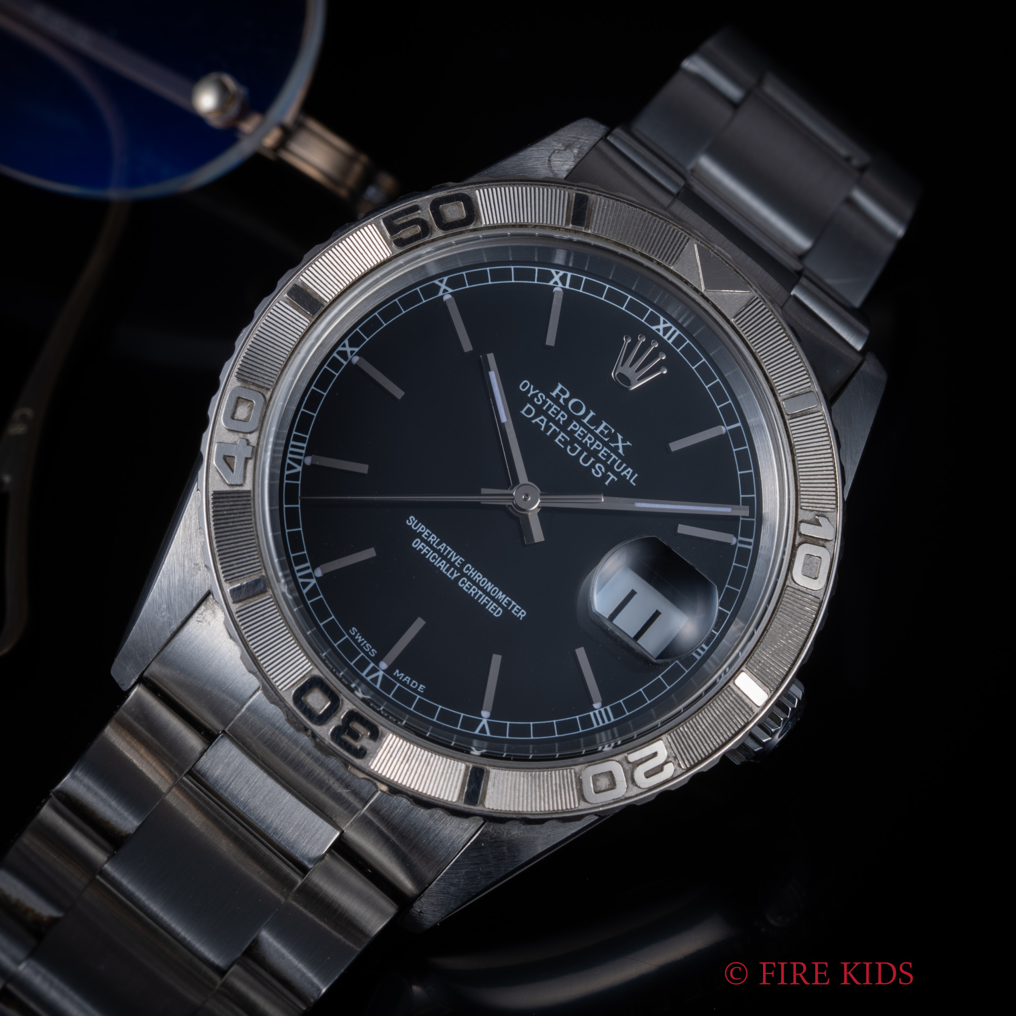 ロレックス 2002年製 サンダーバード ブラックダイヤル ホワイトゴールドベゼル Ref.16264 自動巻クロノメーター 純正オイスターブレス