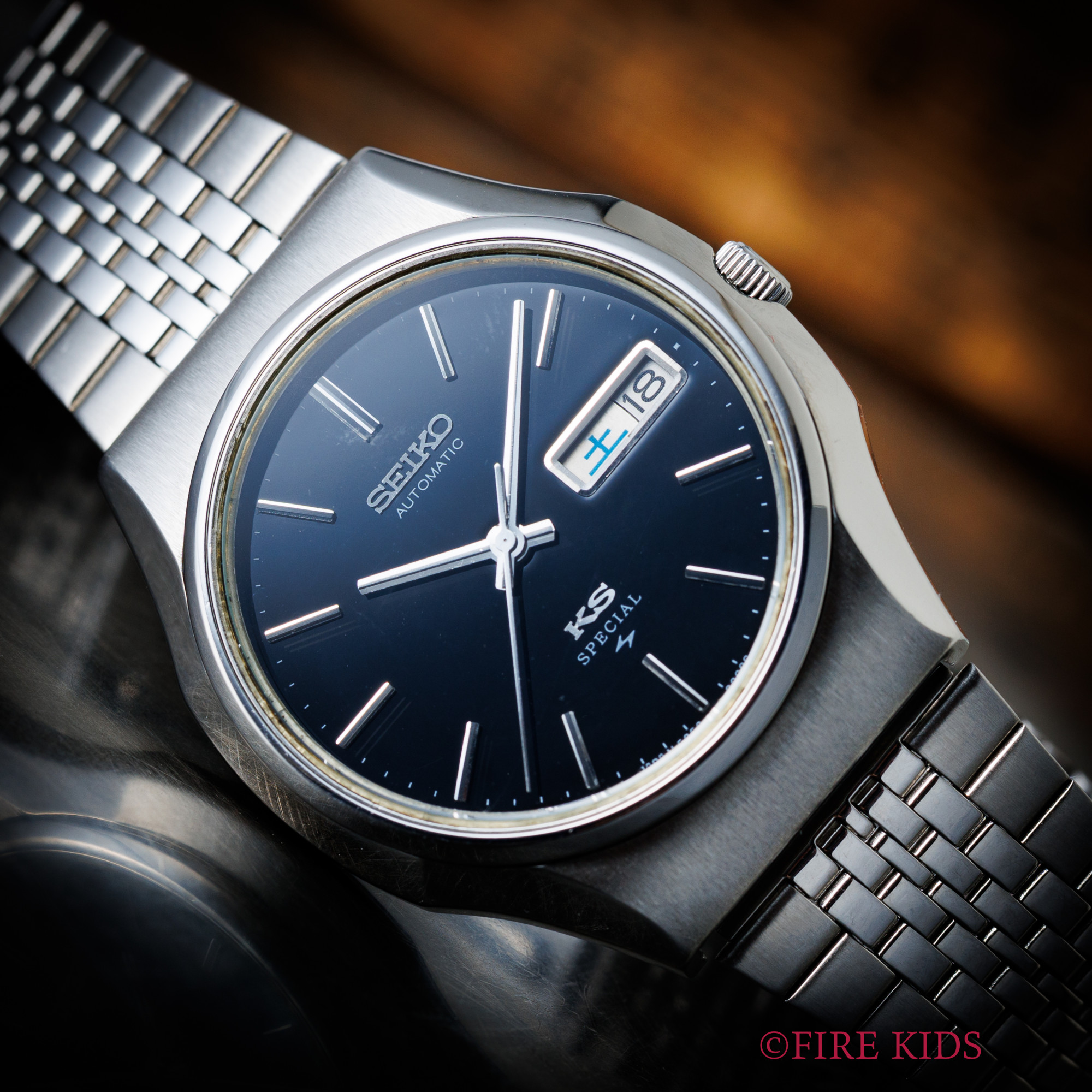 キングセイコー スペシャル 52KS最終型 1975年製 ブラックダイヤル Ref.5256-8000 ハイビート自動巻 純正ステンレスブレス