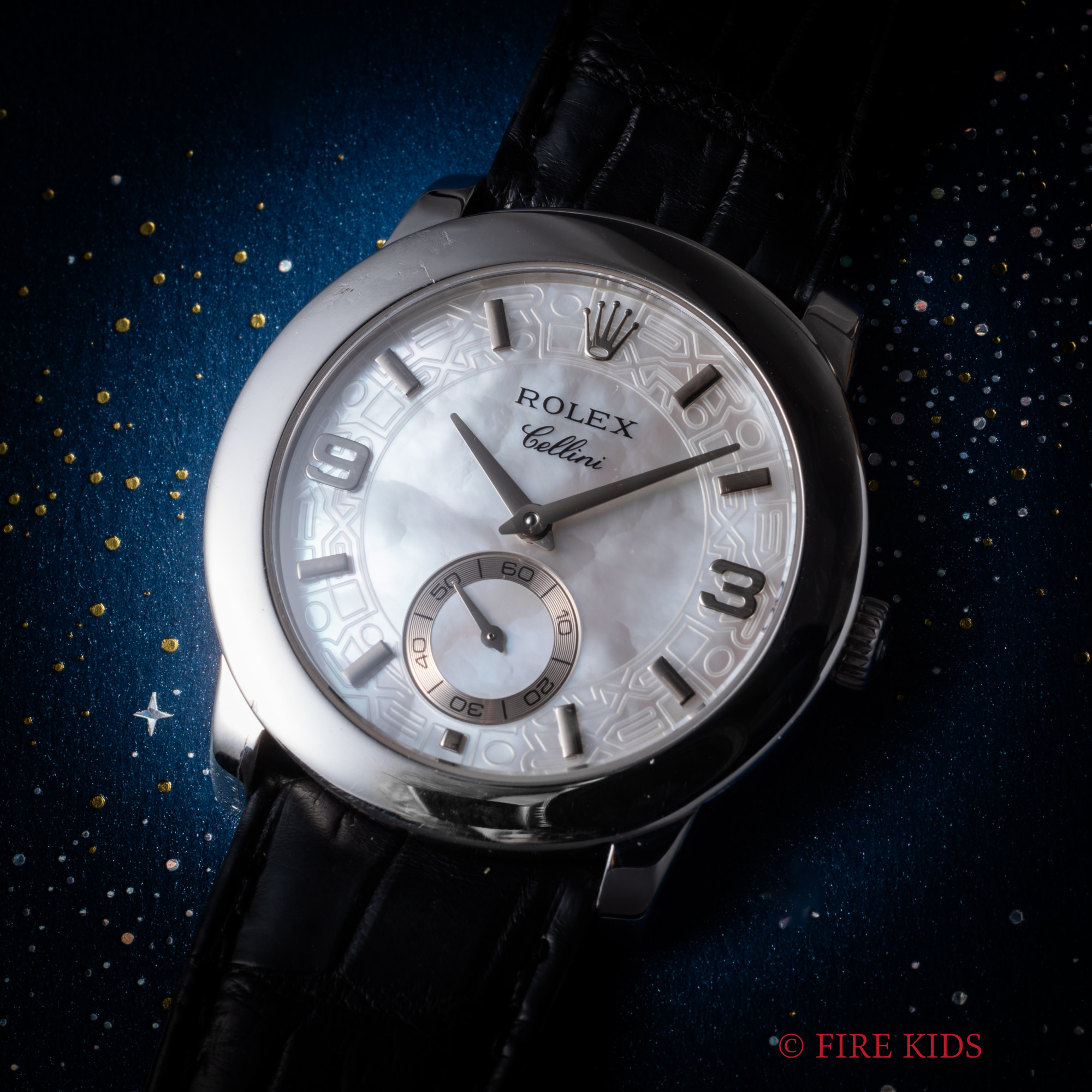 ロレックス プラチナ無垢PT950チェリーニ 2001年製 Ref.5240 シェルダイヤル 手巻 純正プラチナ尾錠