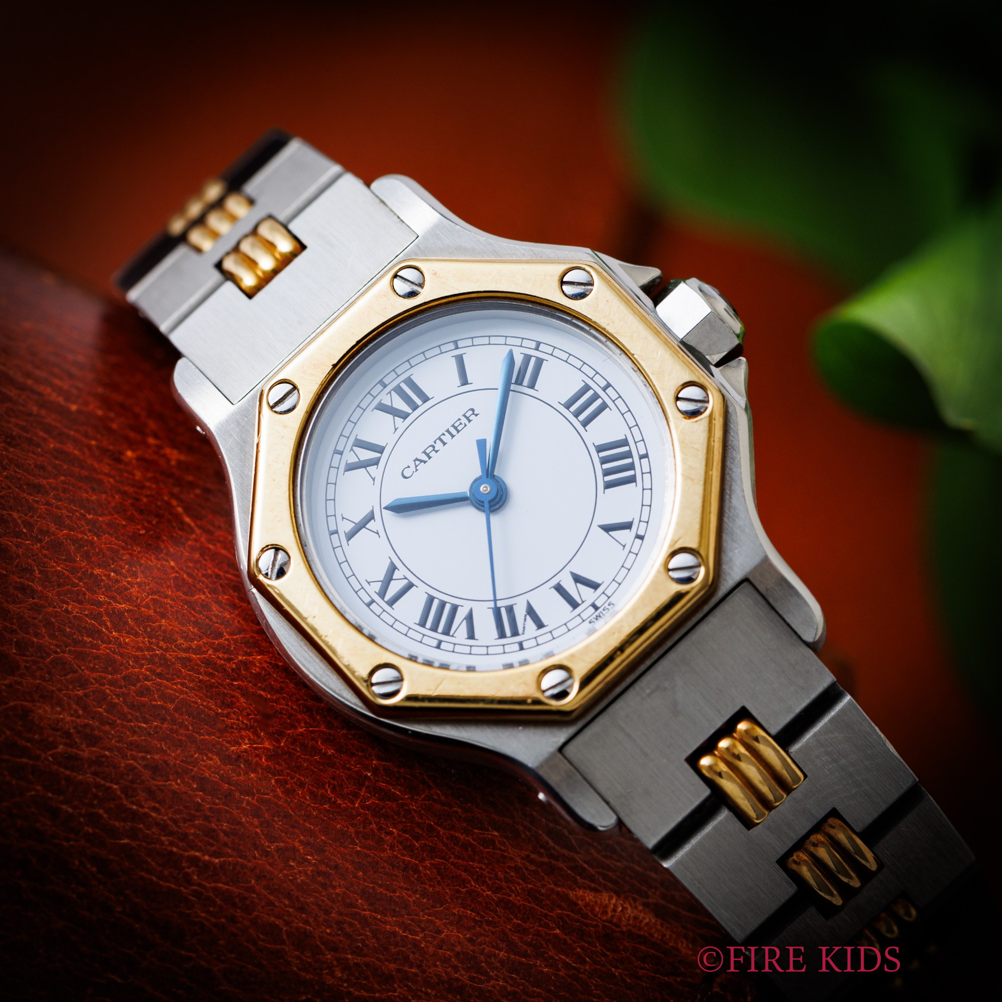 カルティエ サントス オクタゴン 1980年代製 Ref.0907 コンビ SMサイズ ゴドロンブレス