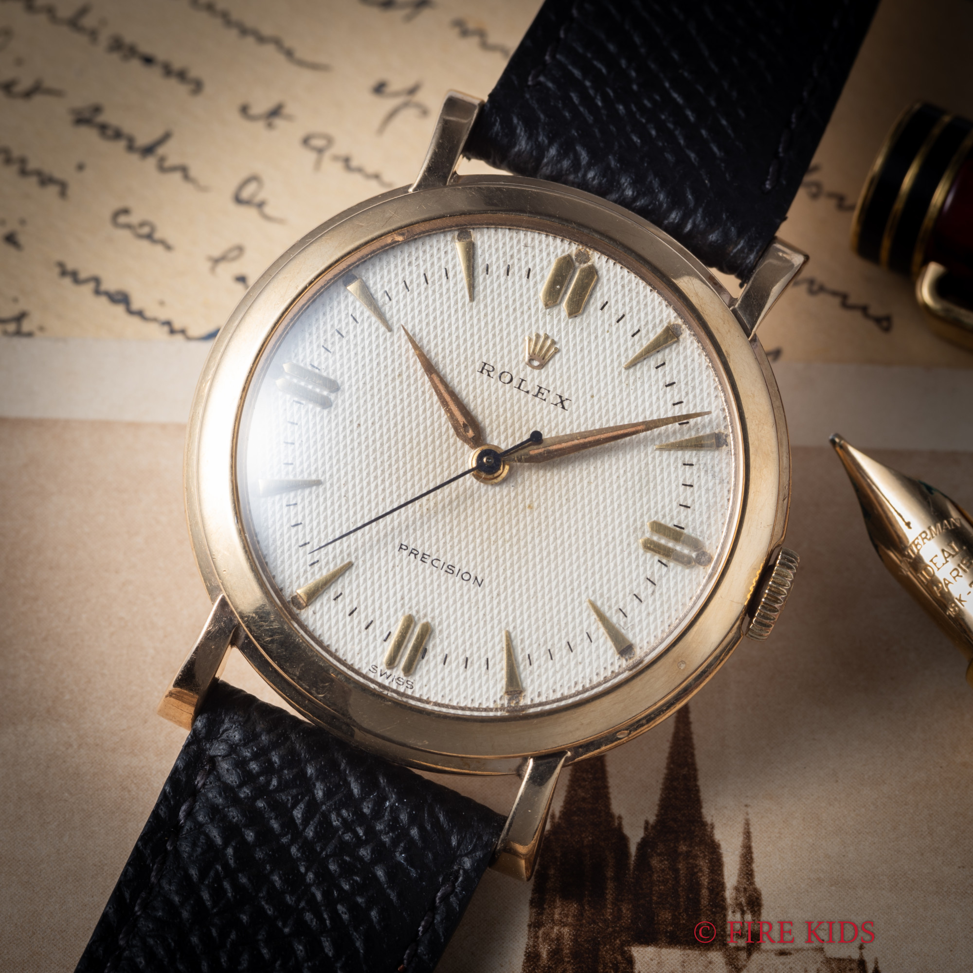 ロレックス 9金無垢イングランドケース 1954年製 手巻き Cal.1210 王冠GP尾錠