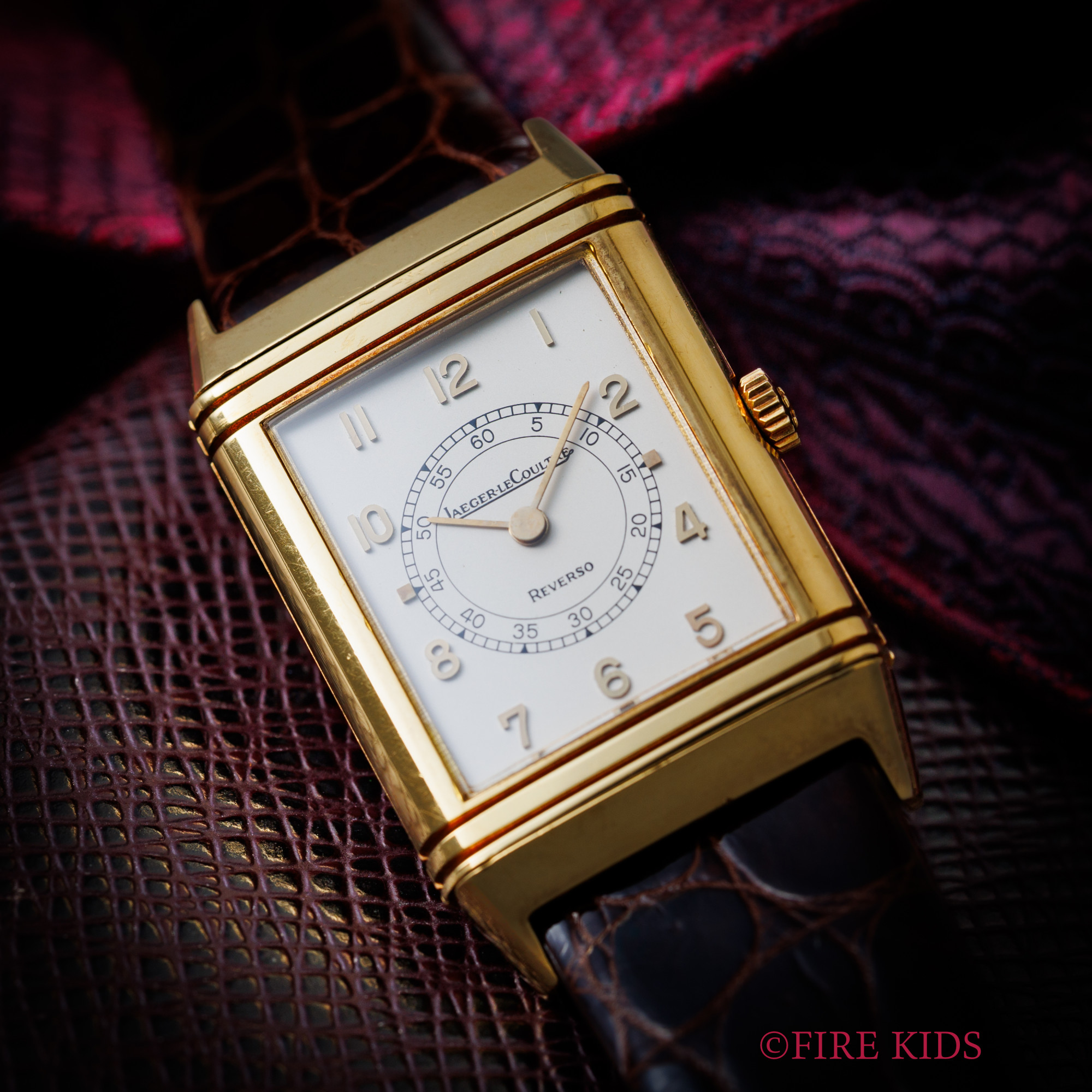 ジャガー・ルクルト 18金無垢レベルソ クラシック 1980年代製 Ref.6184 21 アラビアダイヤル 手巻 純正GP尾錠 箱付