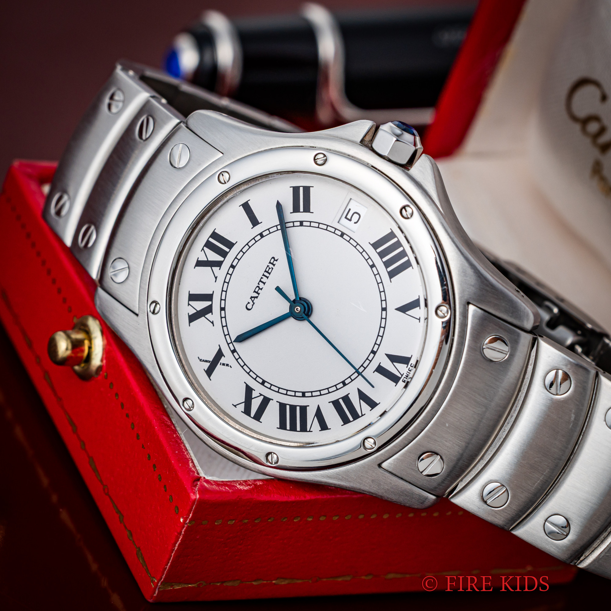 カルティエ サントス ロンド LMサイズ 自動巻き 1990年代製 ホワイトローマンダイヤル