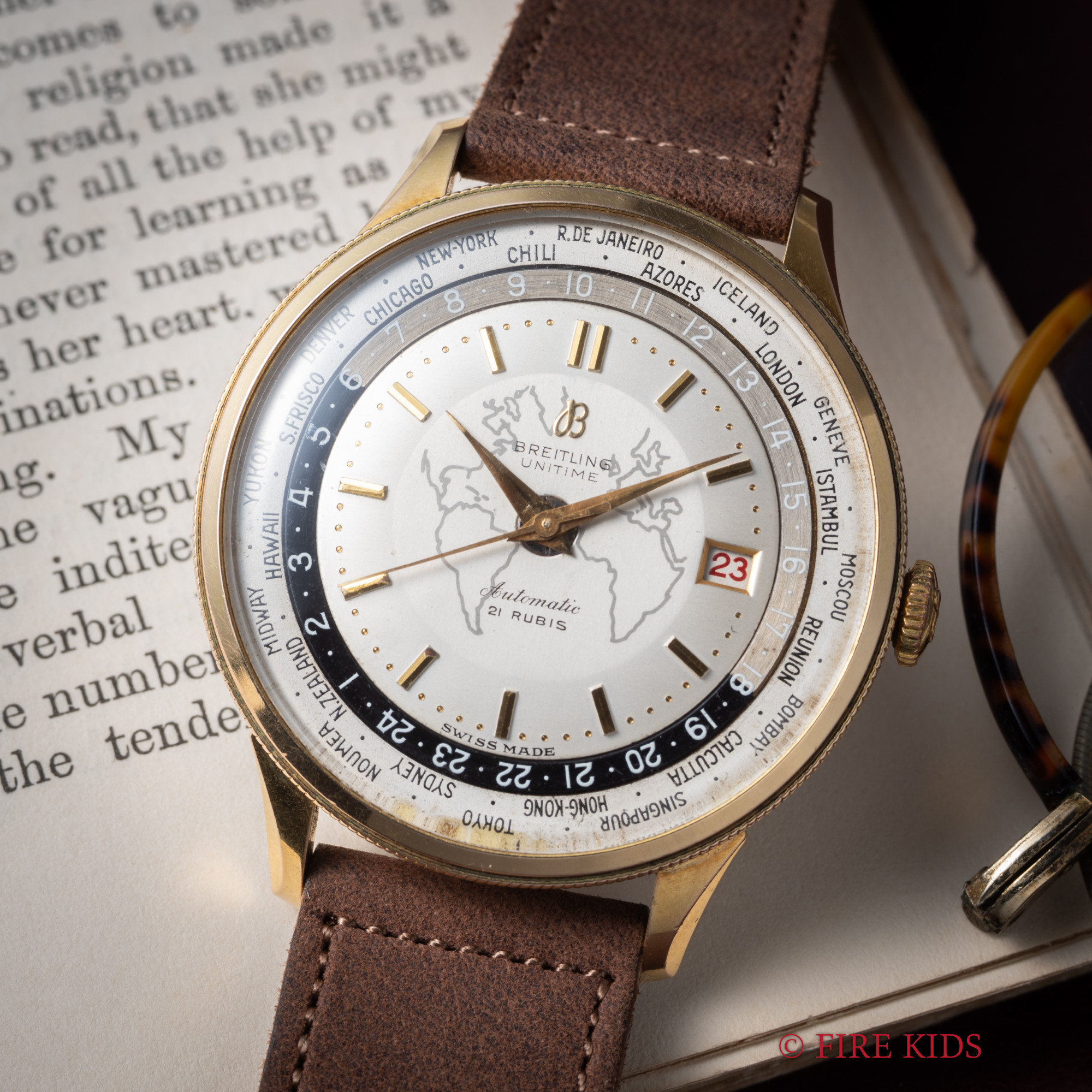 ブライトリング ユニタイム 1952年製 ワールドタイム GFケース Ref.1 260 自動巻 Cal.260