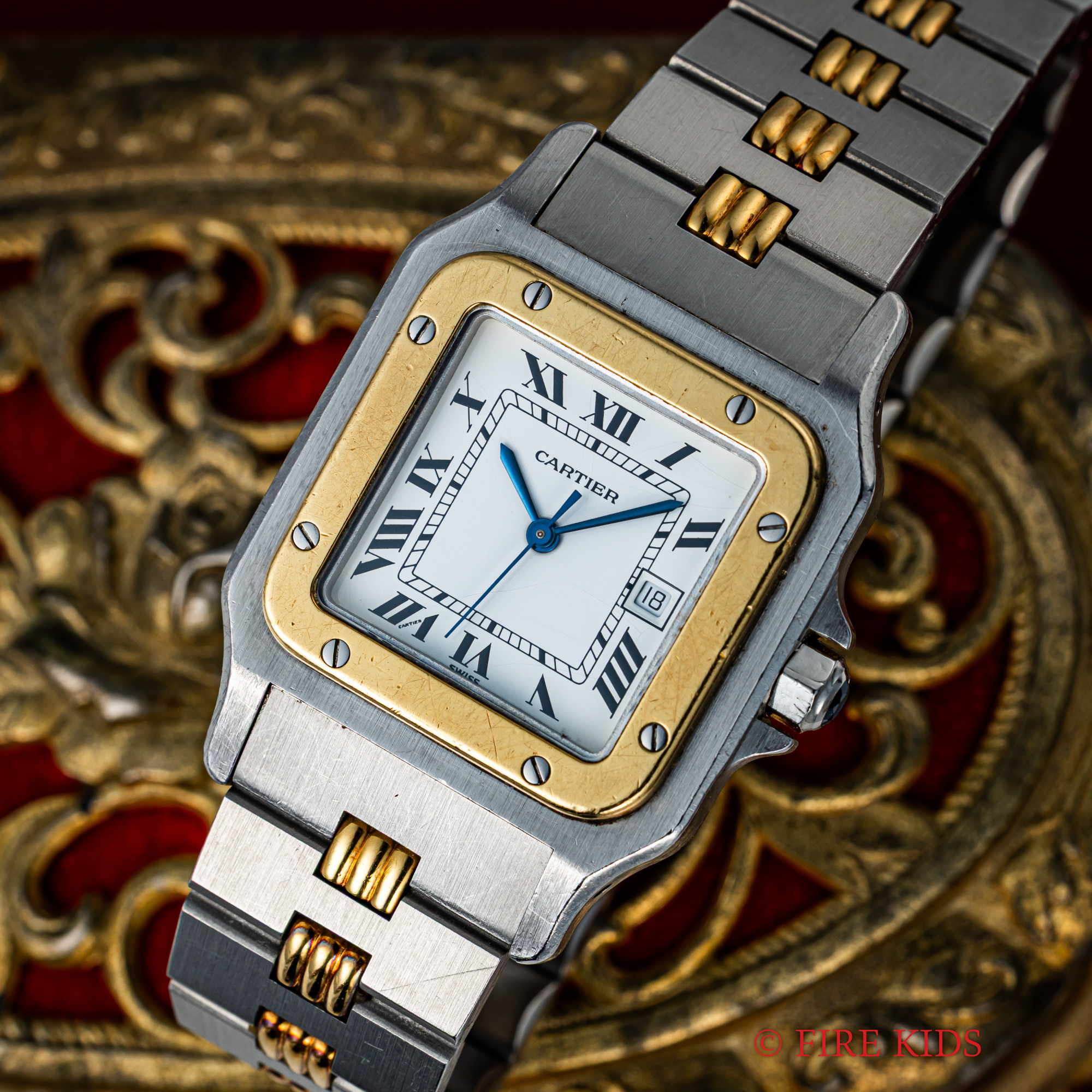 カルティエ サントス カレ LMサイズ コンビ 1980年代製 Ref.2961 自動巻 ゴドロンブレス