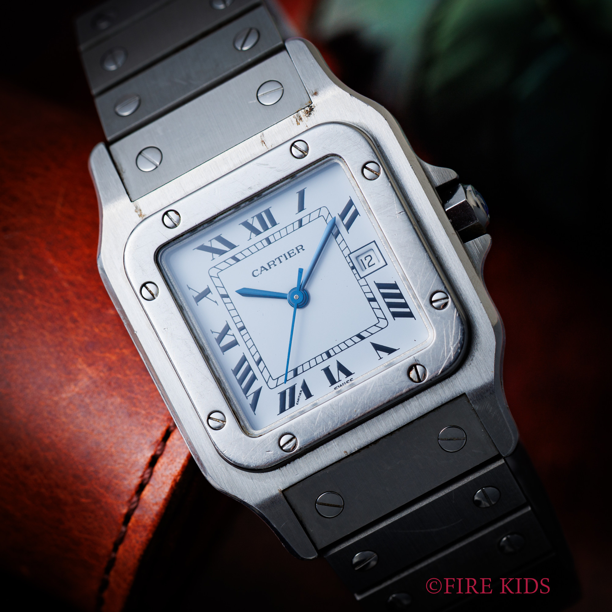 カルティエ サントスLM ステンレス 純正ブレス 自動巻き 1980年代製 ホワイトローマン