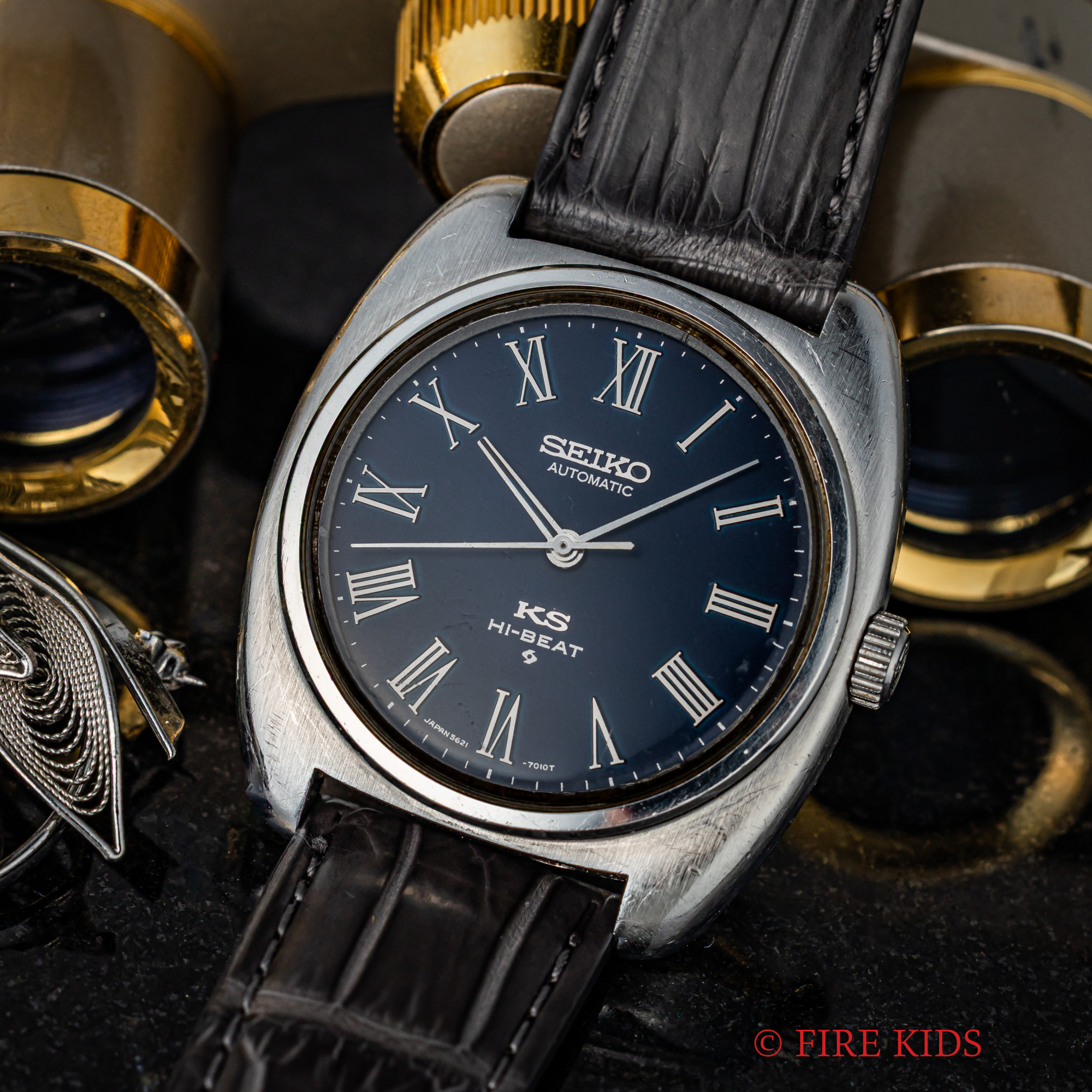 キングセイコー 56KS ワンピースケース ブルーローマンダイヤル 8振動自動巻き ノンデイト 1972年製