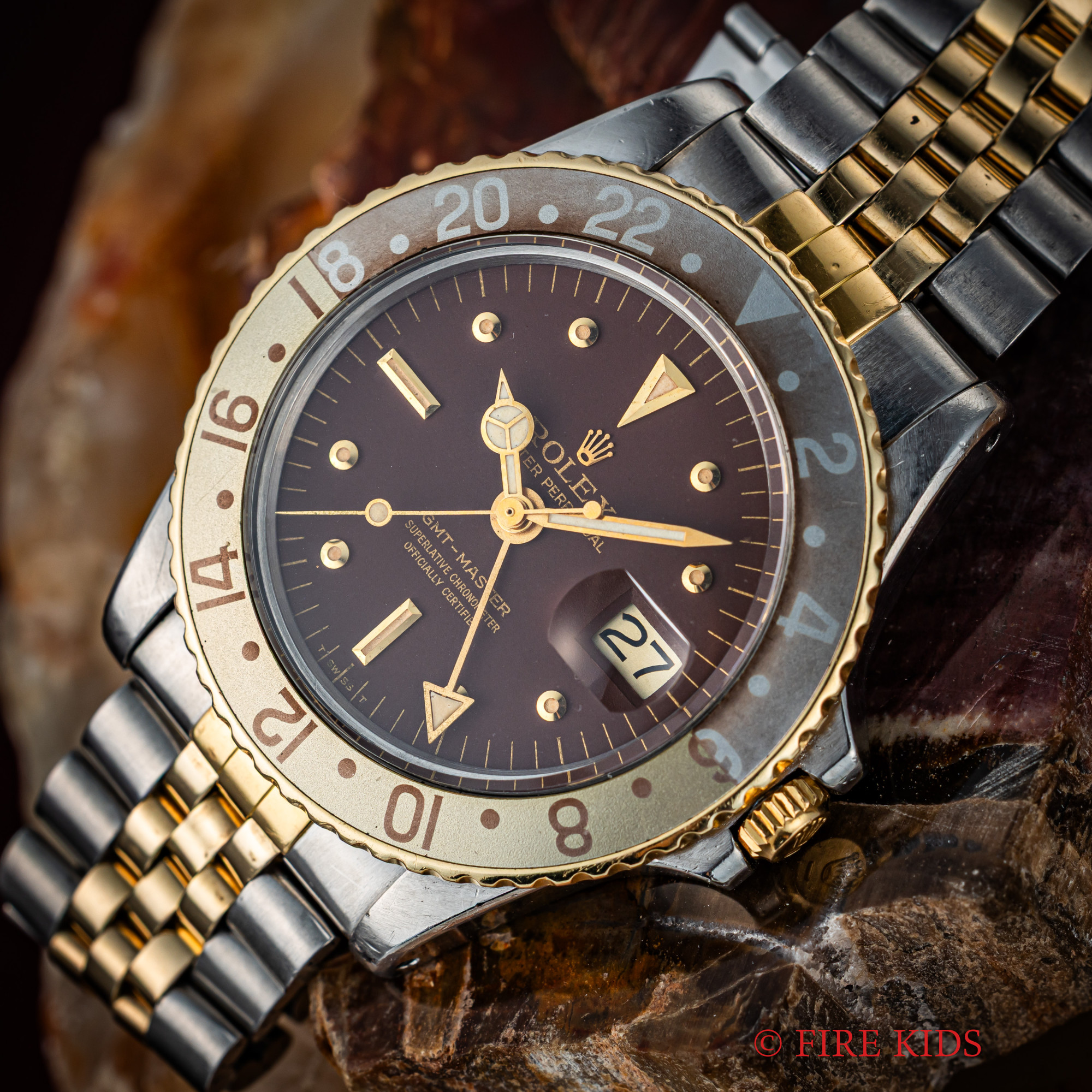 ロレックス ROLEX GMTマスター コンビ ブラウンニップル 1970年製 Ref.1675/3 MK2ダイヤル MK2ベゼル 純正コンビブレス