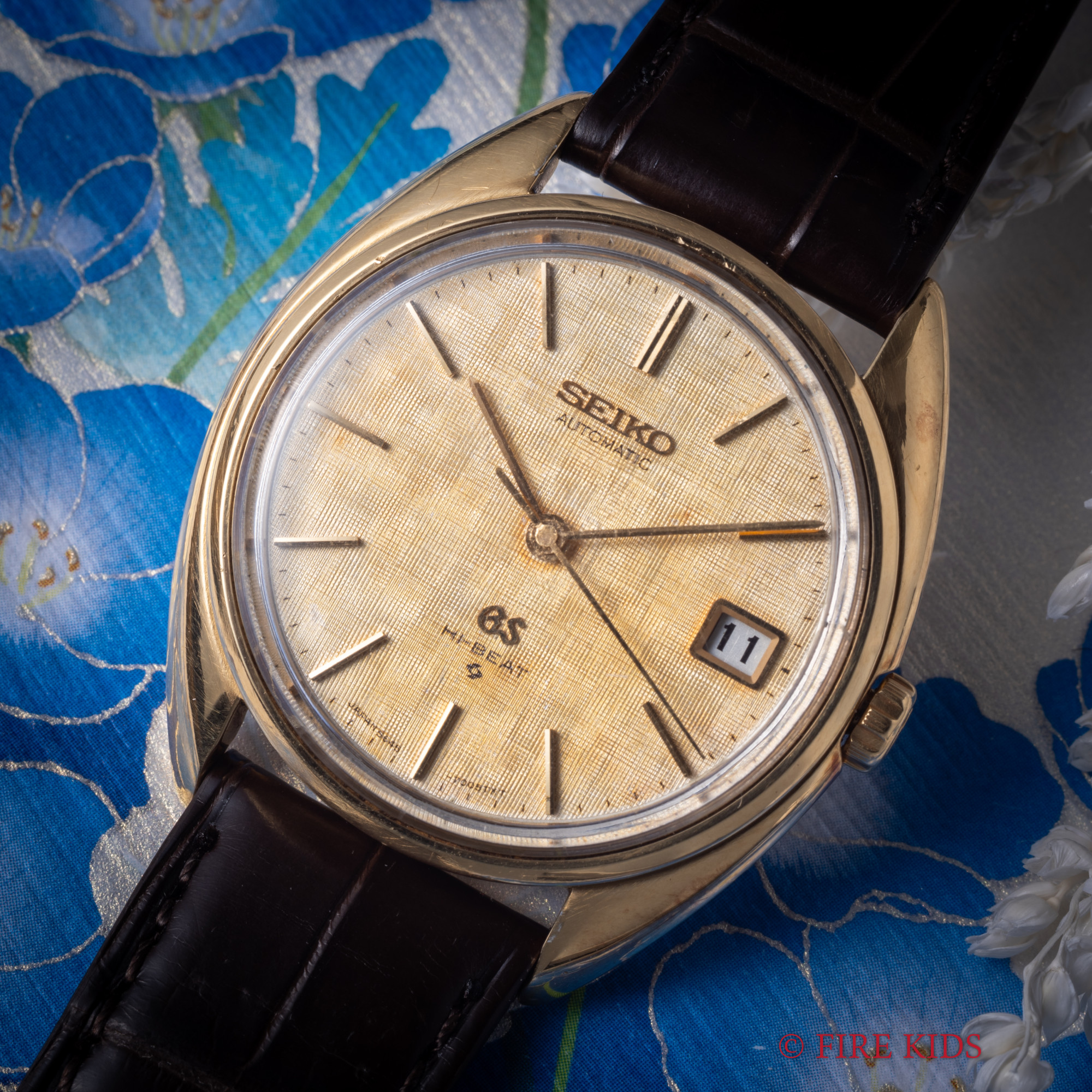 グランドセイコー　56GS　18金無垢　1970年製　Ref.5645-7005　リネンダイヤル　パティーナ