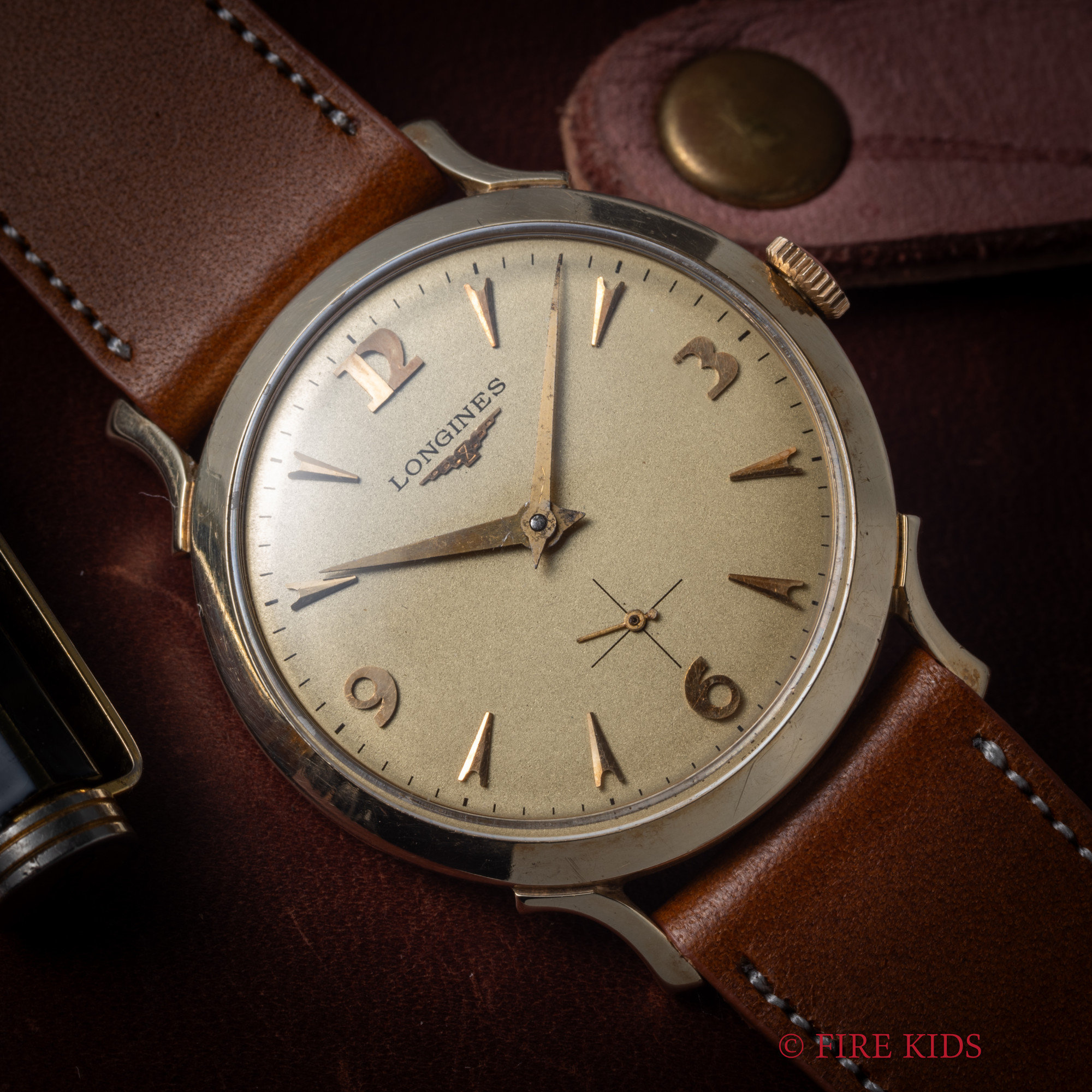 ロンジン　飛びアラビアインデックス　ビックフォント　14金無垢　US向け　手巻　1955年製　Cal.23Z
