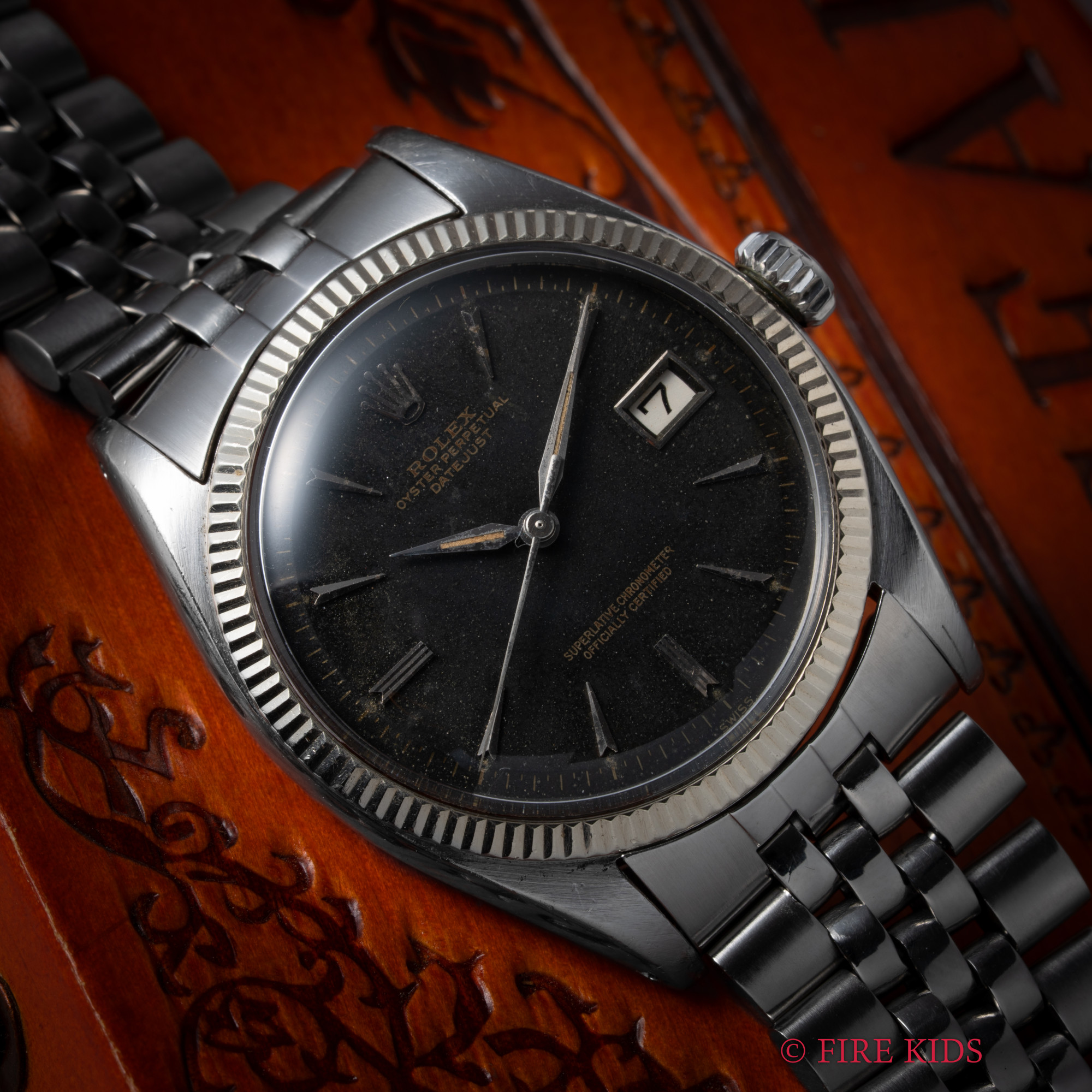 ロレックス 1961年製 デイトジャスト Ref.1601 ブラックミラーダイヤル コインエッジベゼル Cal.1560 純正U.Sジュビリーブレス