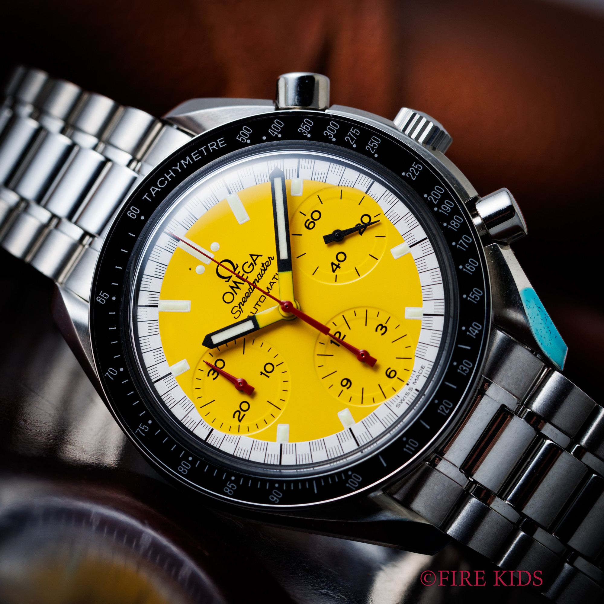 オメガ スピードマスター シューマッハ イエロー 1998年製 Ref.3510.12 未使用保管品