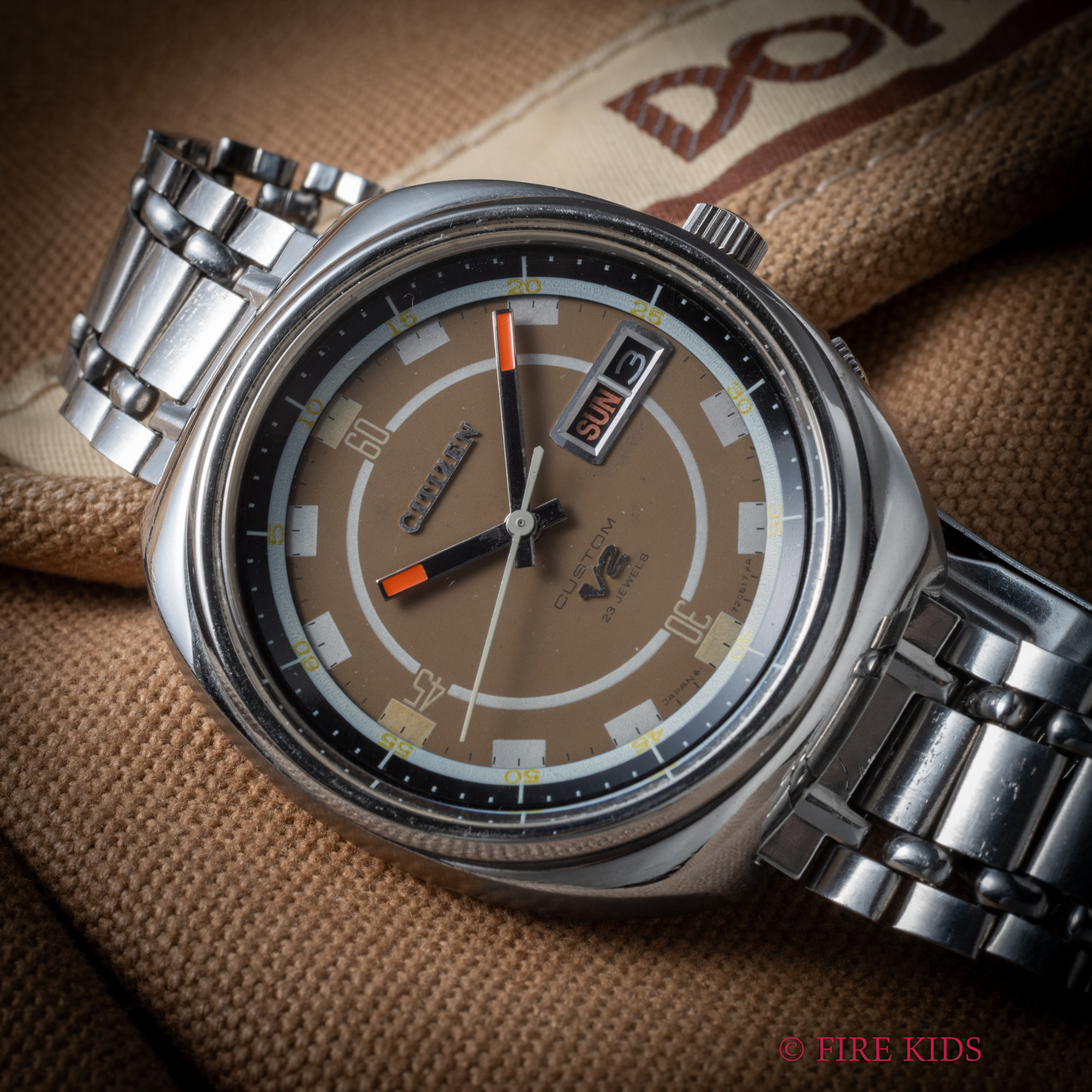 シチズン カスタムV２ブラウン 純正ブレス インナー回転ベゼル 1970年製 デイデイト 自動巻き