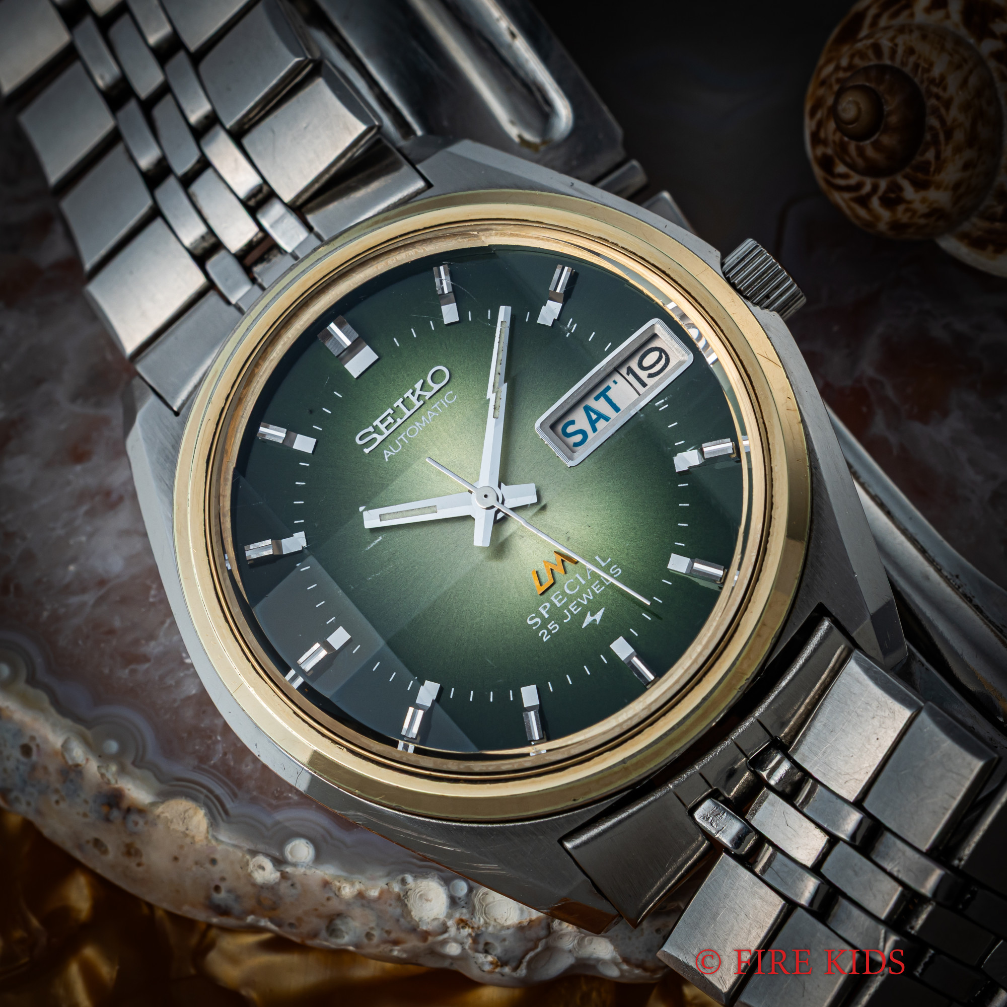 セイコー ロードマチック LM スペシャル グリーングラデーション コンビ 1973年製 自動巻き 純正ブレス