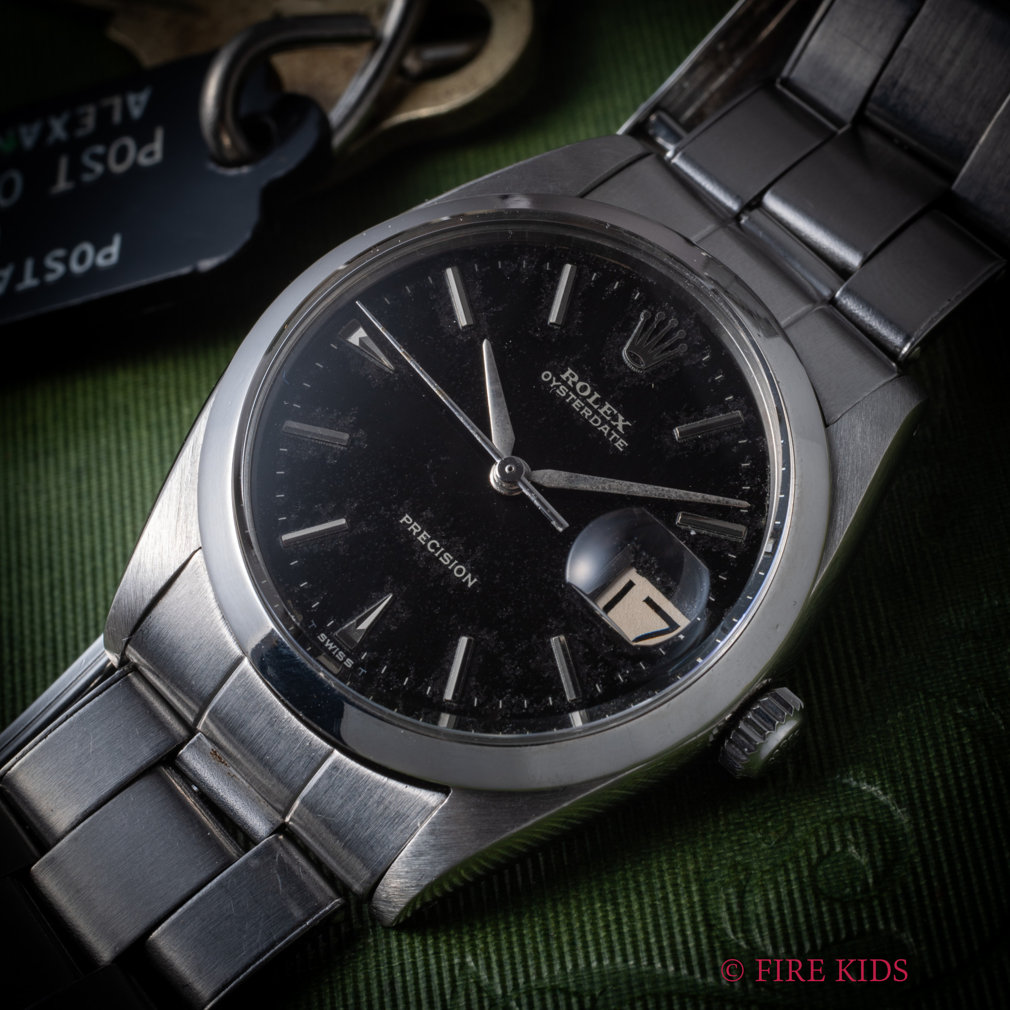 ロレックス オイスターデイト 1965年製 ブラックミラーダイヤル Ref.6694 手巻 アルファハンド 純正リベットブレス