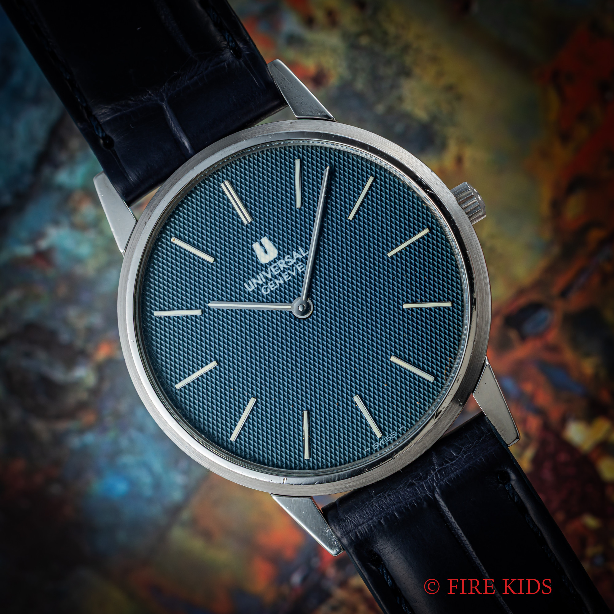 ユニバーサルジュネーブ アルテッセ ギョーシェ ブルーグレー 1970年代製 薄型手巻き