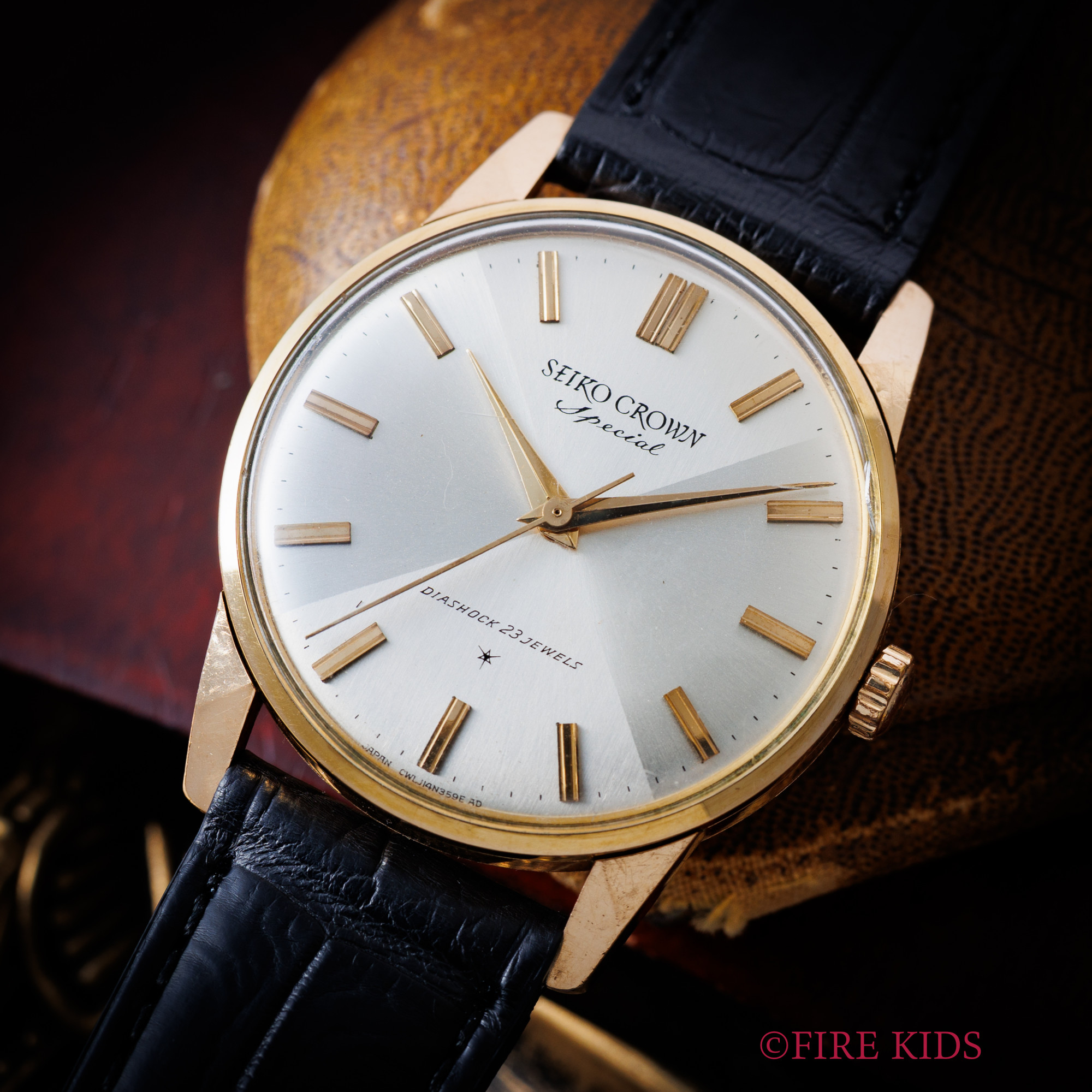 セイコー 1963年製 クラウンスペシャル 変わり文字盤 Ref.J14100E 14KGF 秒針規制装置付 手巻