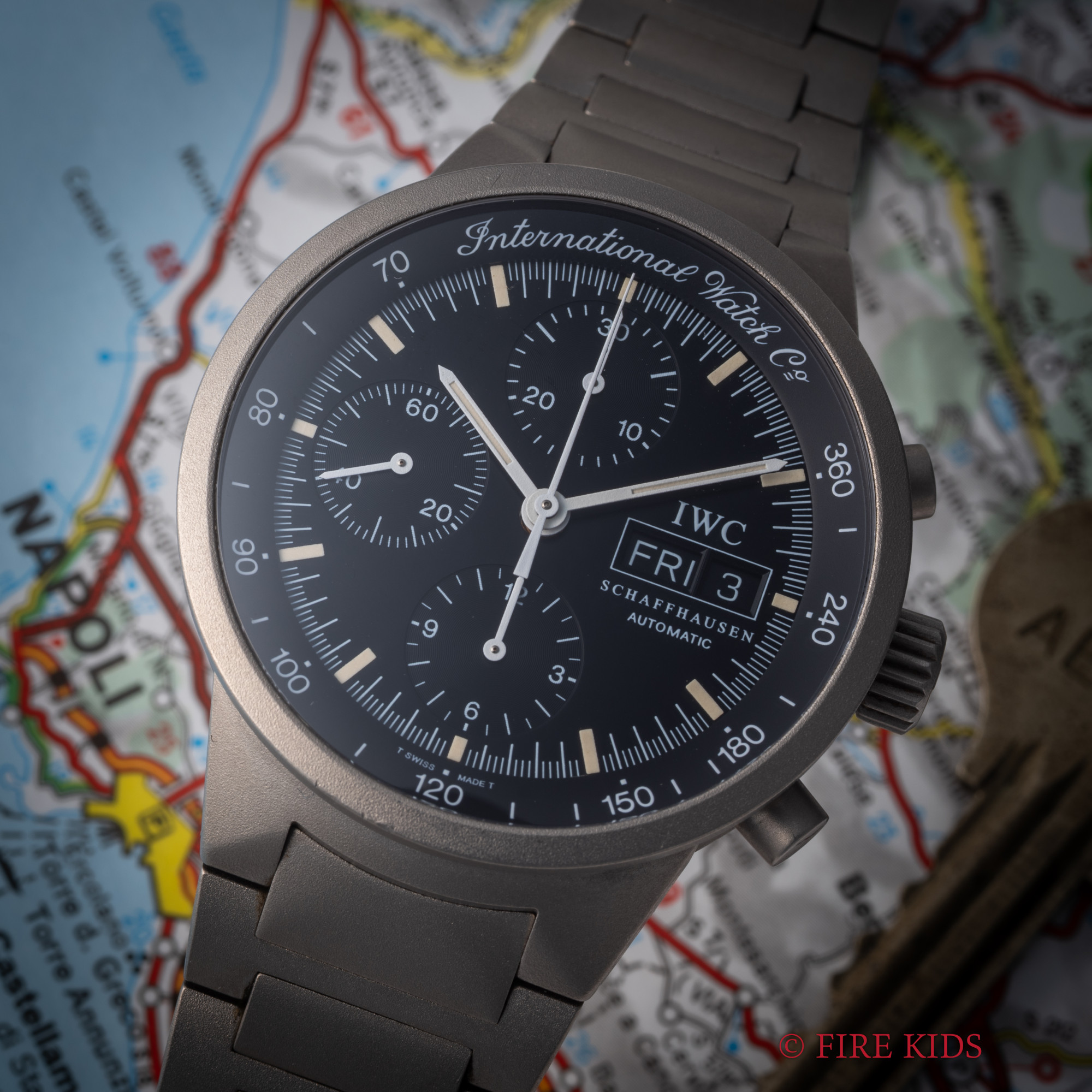 IWC GSTクロノグラフ チタン 1999年製 自動巻き トリチウム夜光 純正ブレス