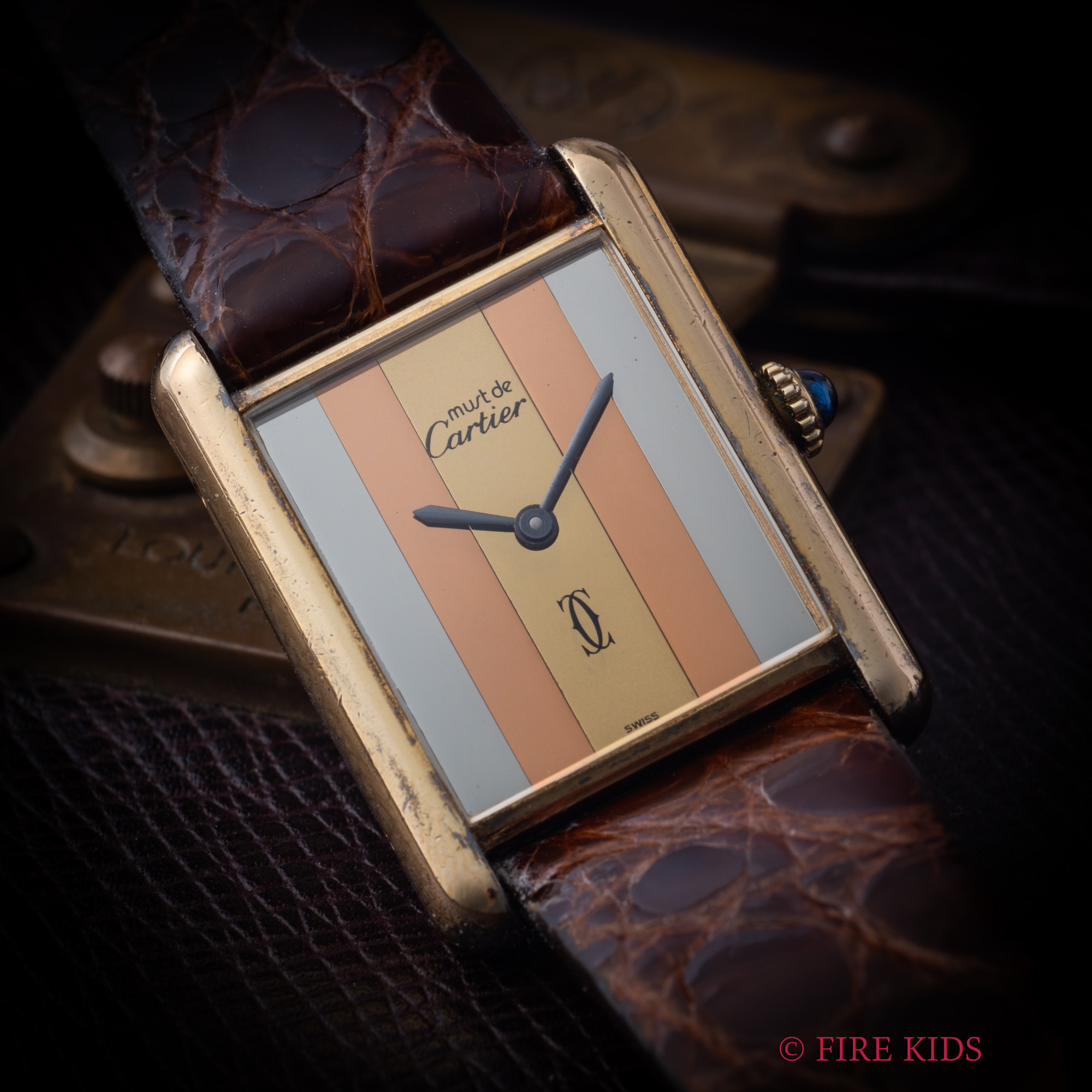 カルティエ CARTIER マストタンクLM 1980年代製 トリニティ文字盤 手巻