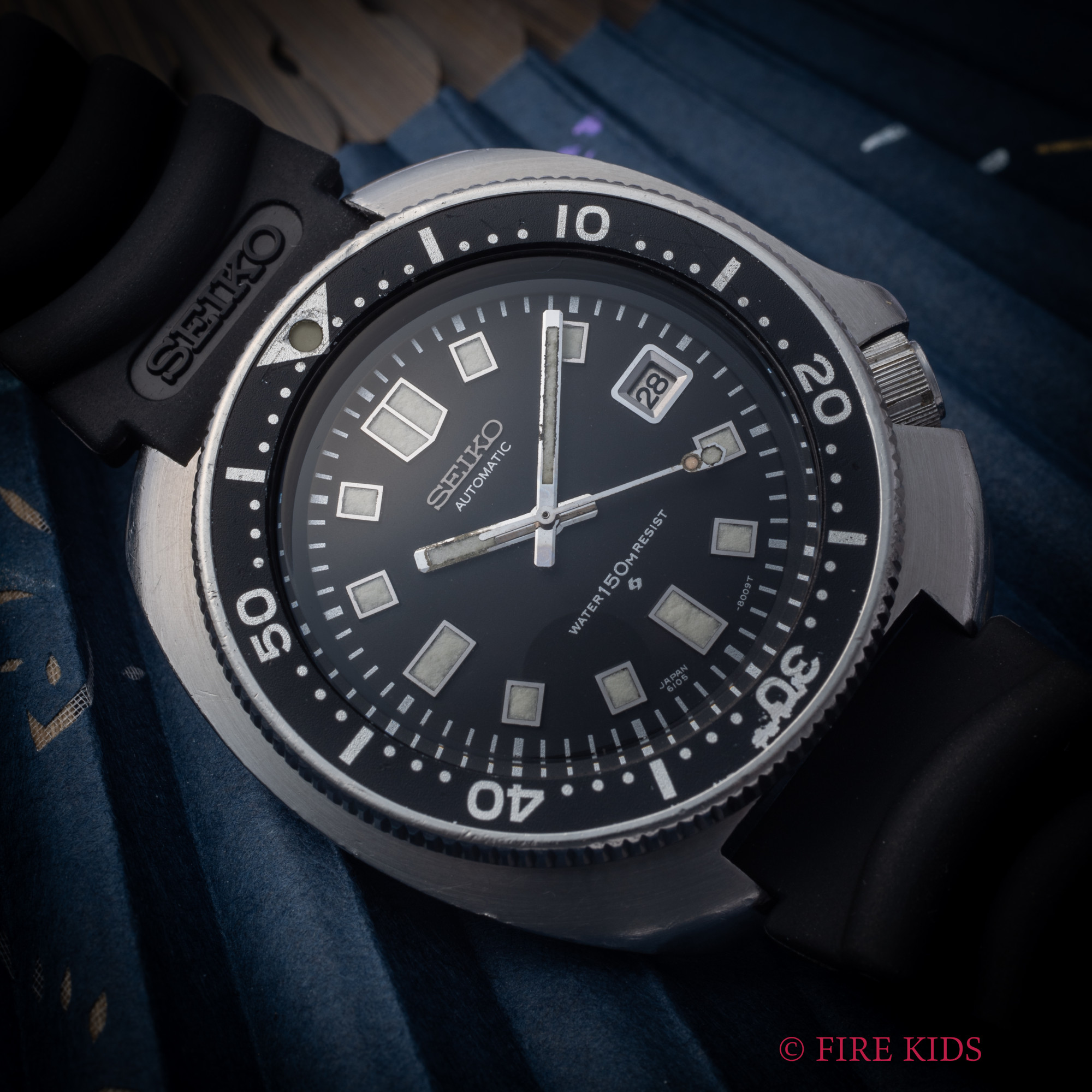 セイコー SEIKO 150ｍダイバー2nd後期 1975年製 ウエムラダイバー 自動巻き 純正ラバーベルト、尾錠