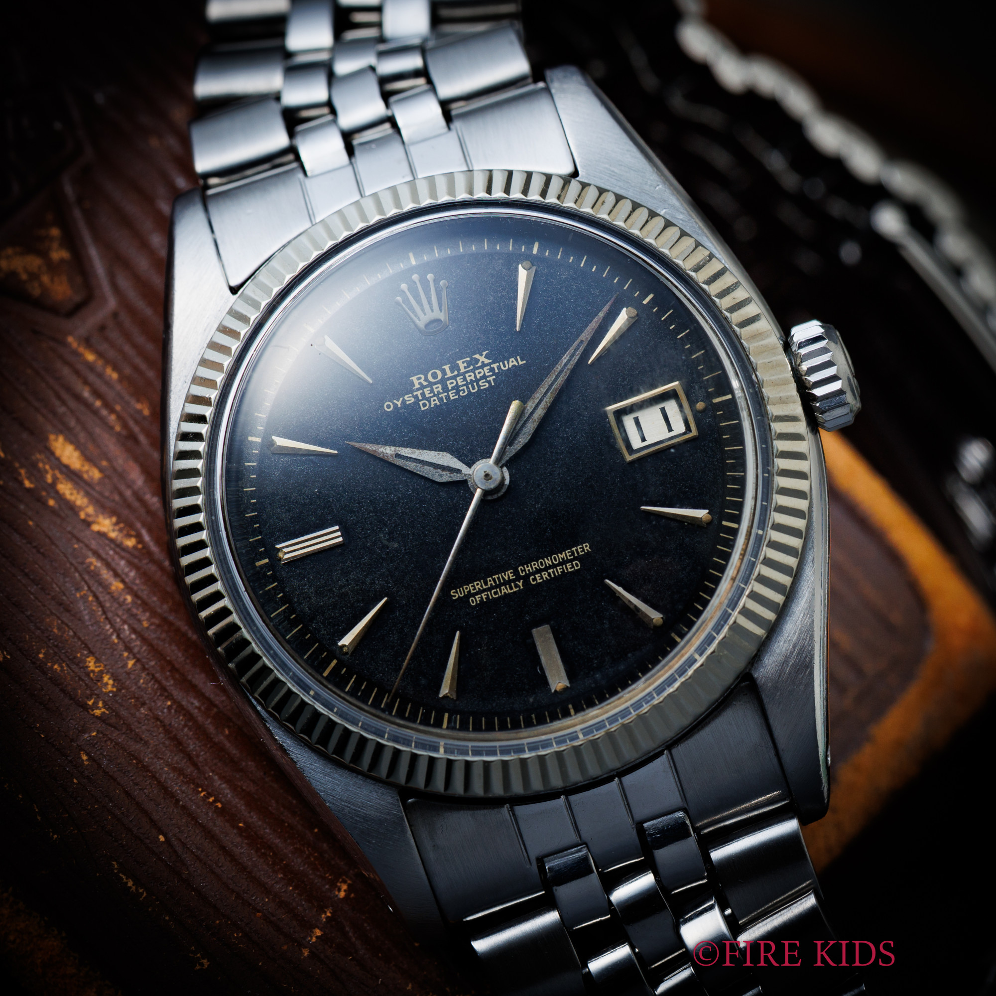 ロレックス デイトジャスト Ref.6605 ブラックギルトダイヤル 1959年製 Cal.1066